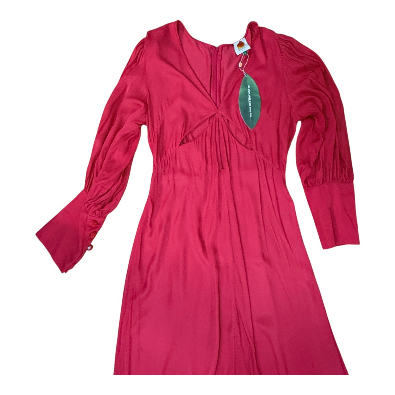 Farm Rio Red Cut Out Long Sleeve Maxi Dress XL Lenzing Ecovero Viscose New