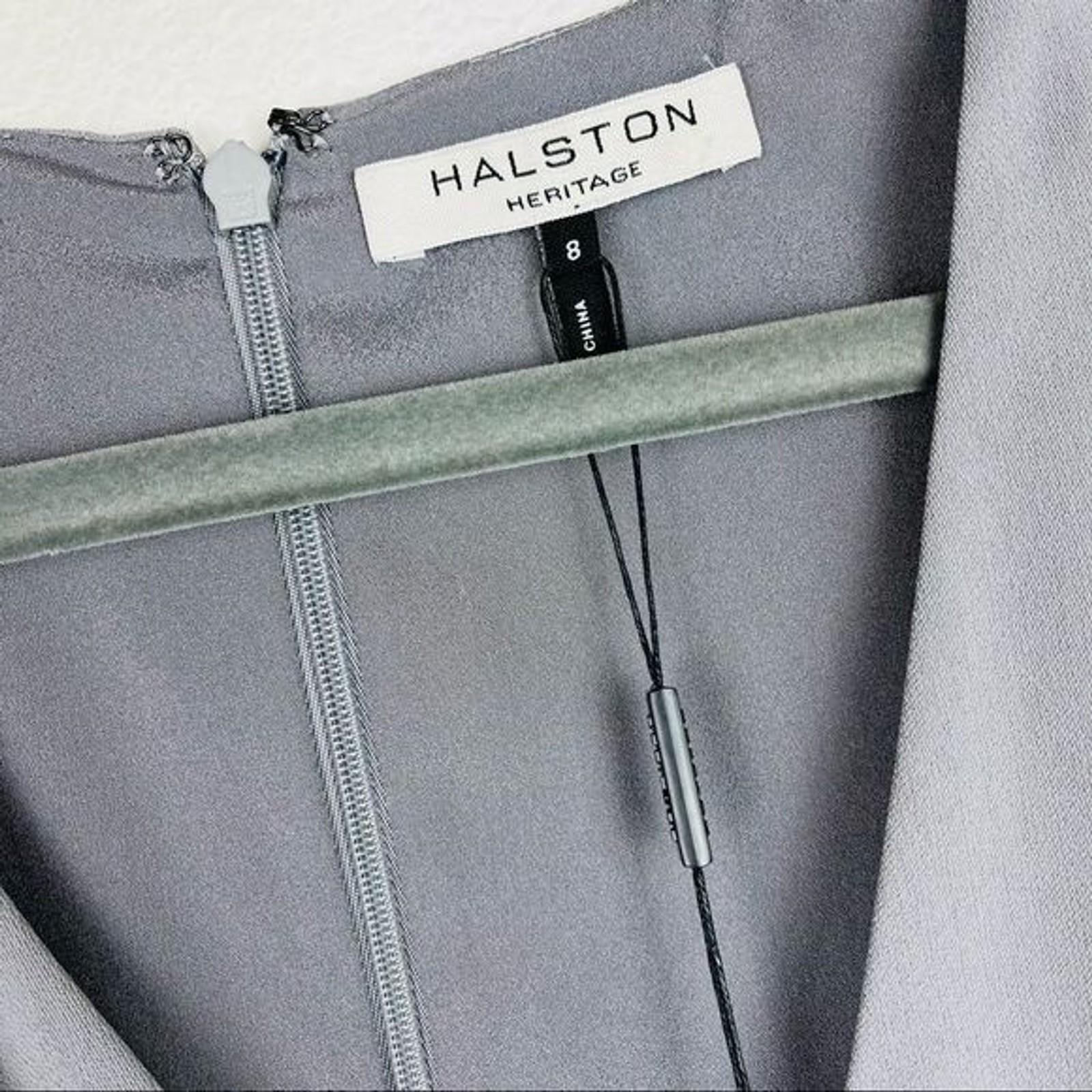 Halston Heritage grey metallic kimono sleeve mini dress pockets size 8 MSRP $375
