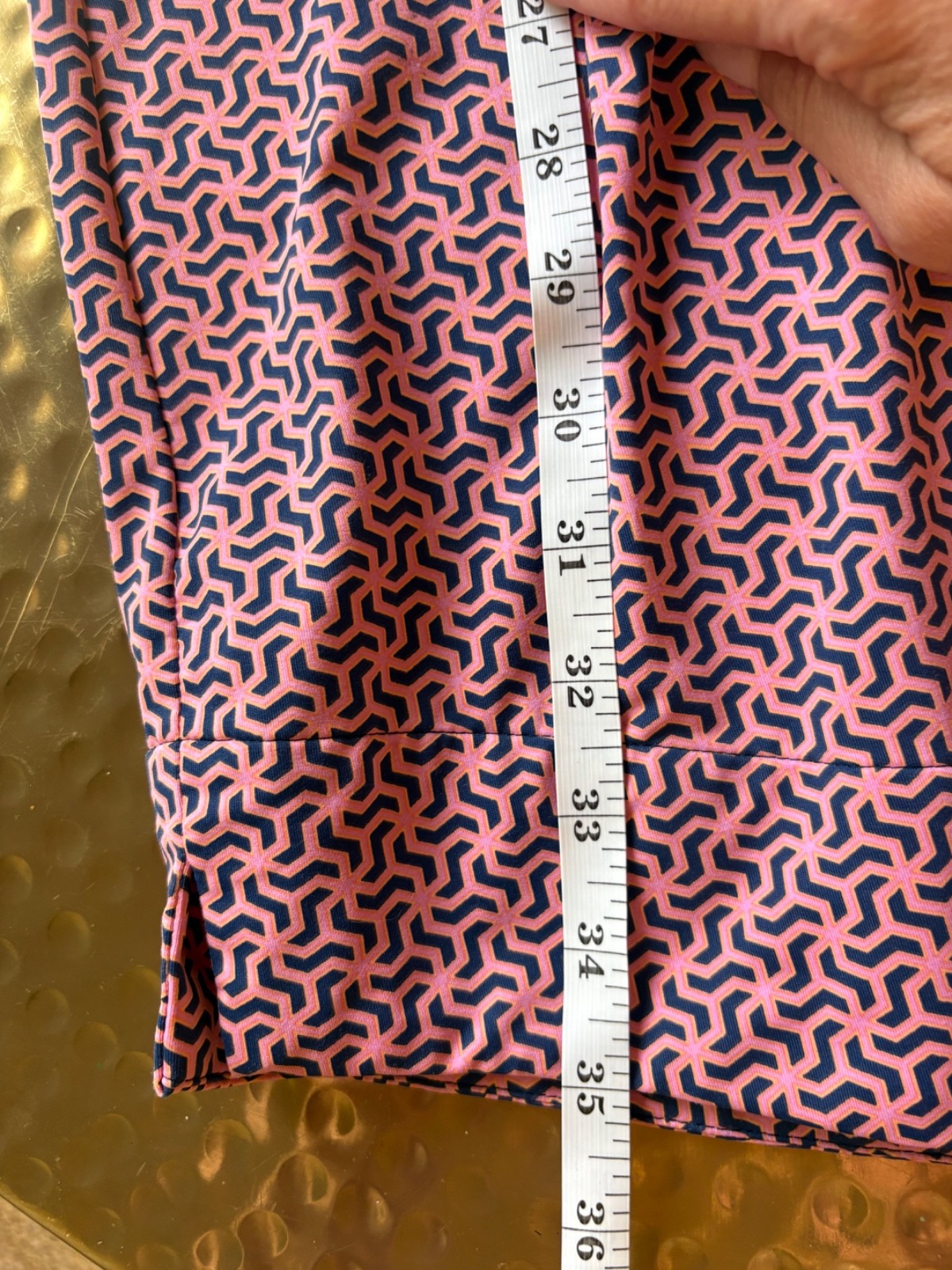 Ellie Kai Pink & Navy Geometric Shift Dress Custom Collared Size 10 Preppy