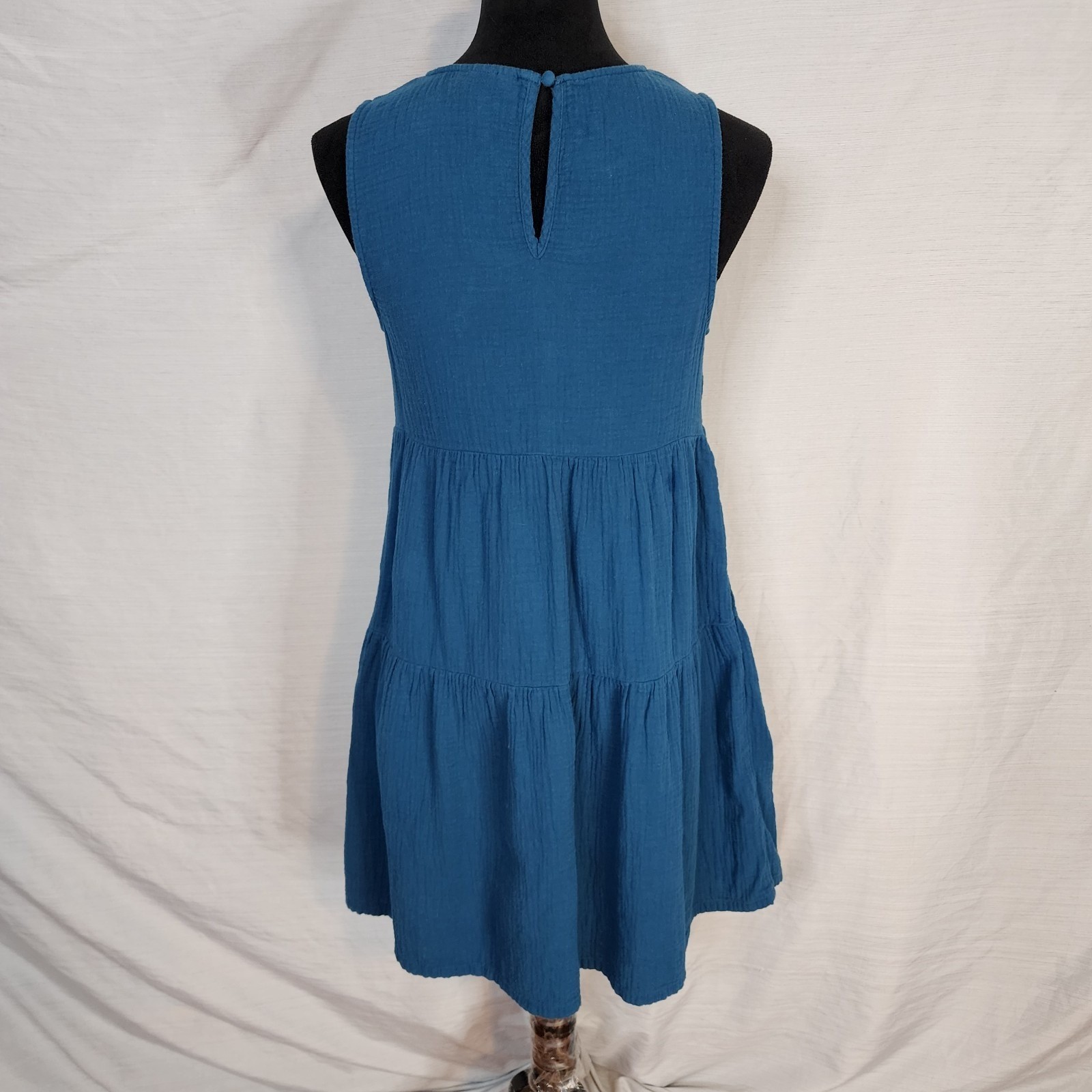 UNIVERSAL THREAD Size XS Teal Peacock Blue Gauze Cotton Tiered Summer Sundress