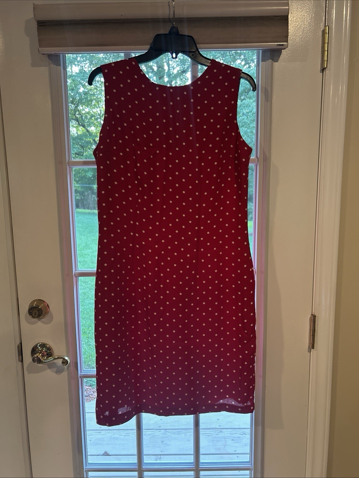 Sag Harbor women’s red White polka dot y2k sleeveless sheath dress sz 12