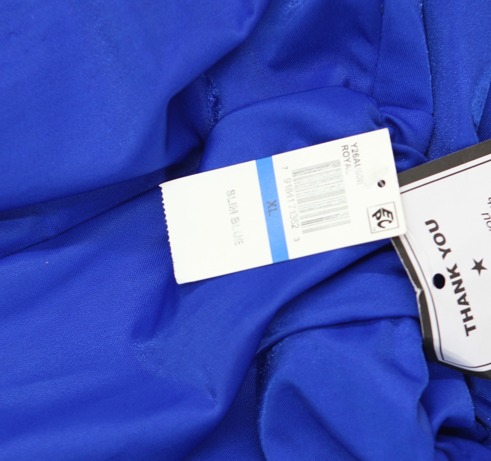 B. Darlin Notched Neck Side Slit Knit Bodycon Midi Dress Royal Slim Blue XL