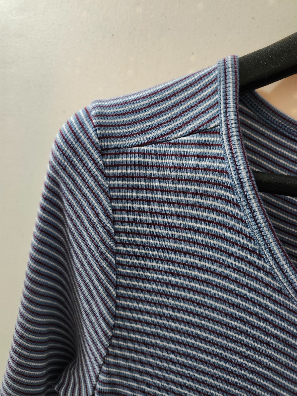 Toad Co Dress Womens L Blue Daisy Rib Flare Skater Henley Stripe Stretch Pocket
