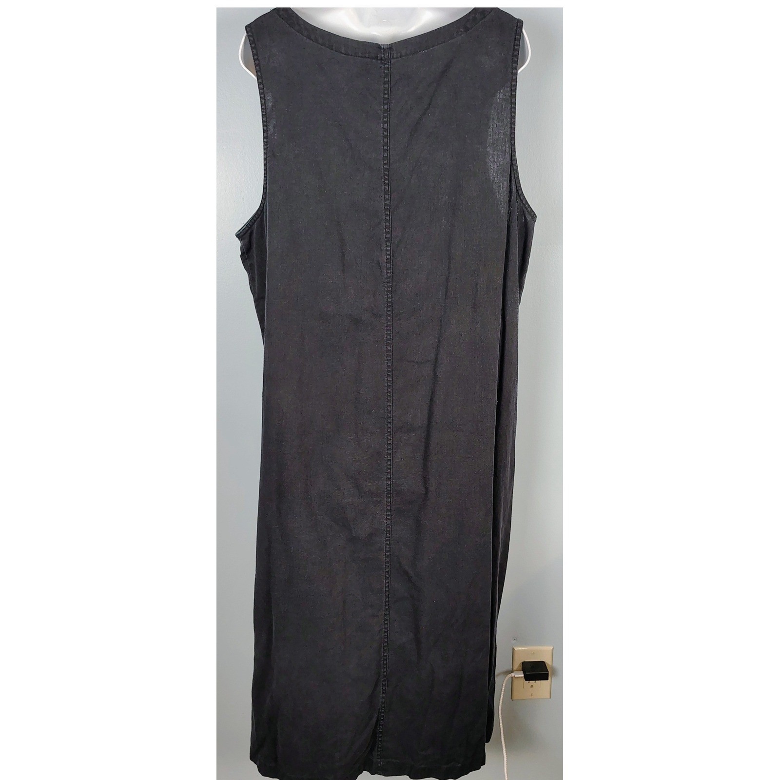 Original TY Wear Black Linen Blend Pintuck Sleeveless Maxi Dress Plus Size 18