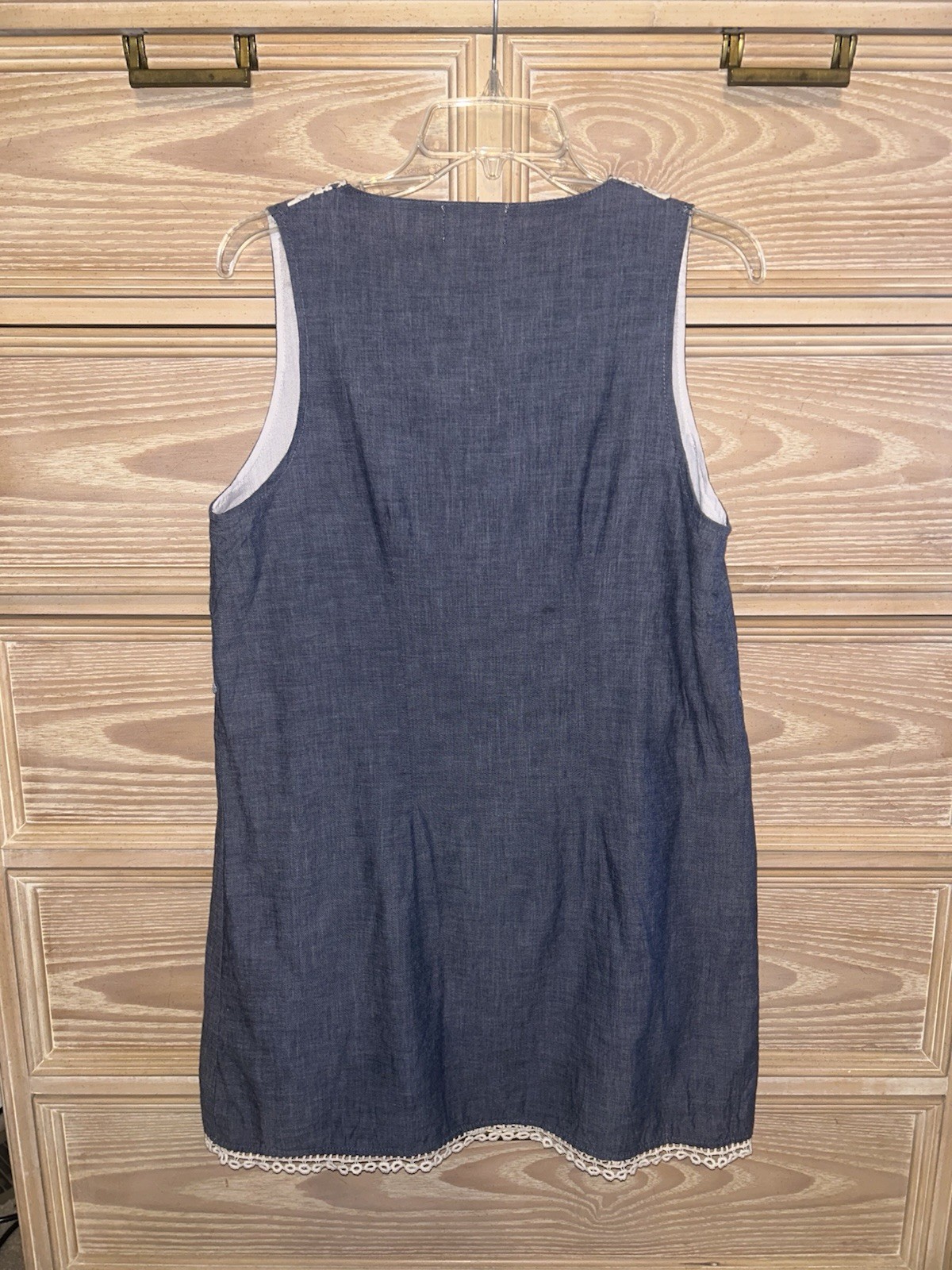 Mud Pie Women’s Chambray Lace Sheath Dress Size Medium