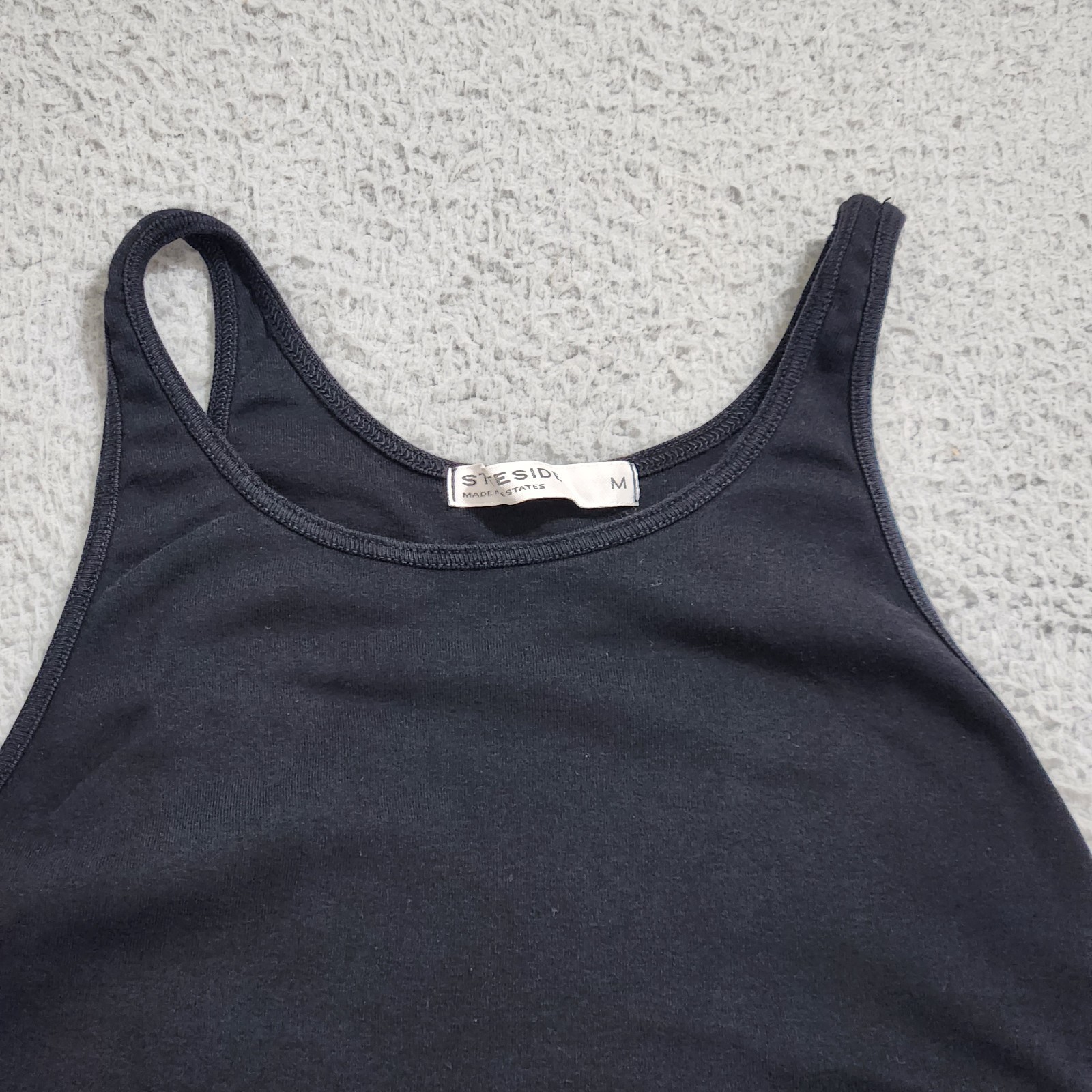 Stateside Dress Womens Medium Black Tank Midi Stretch Minimalist US Made