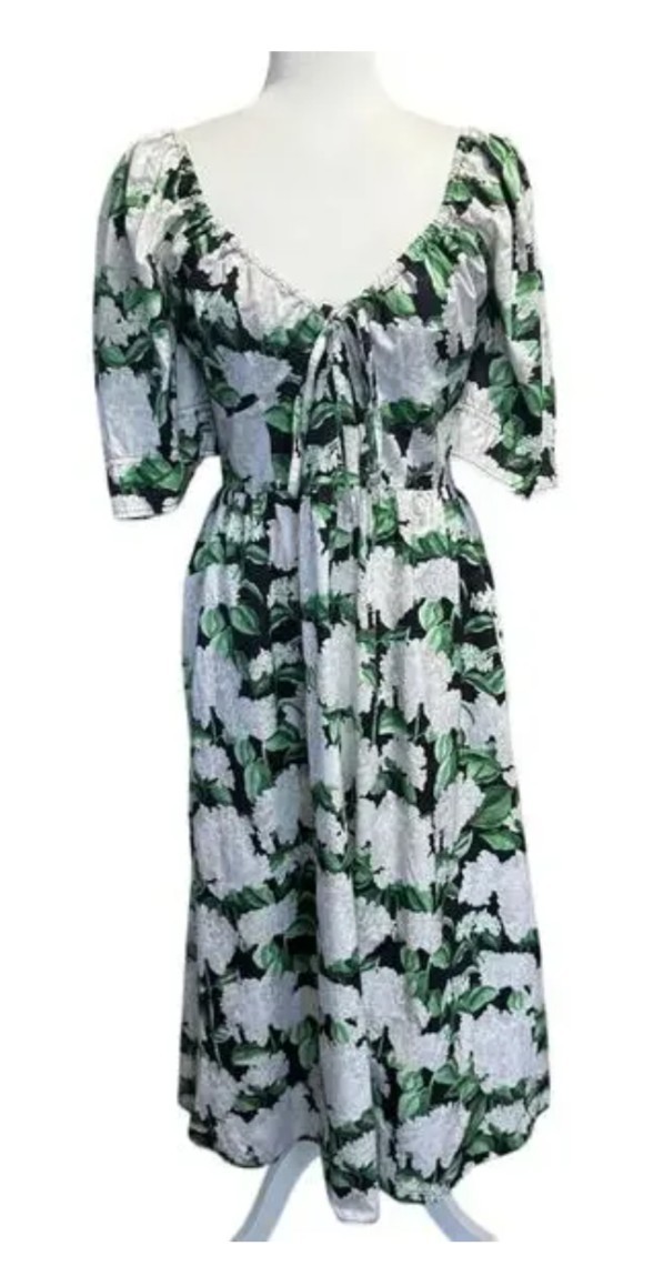 HILL HOUSE Ophelia Night Bloom Size XL Green Black White Hydrangea Dry Cleaned