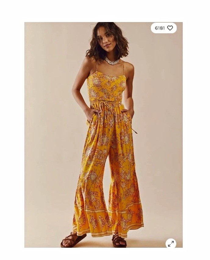 Free People Little of Your Love Jumpsuit in Marigold Combo