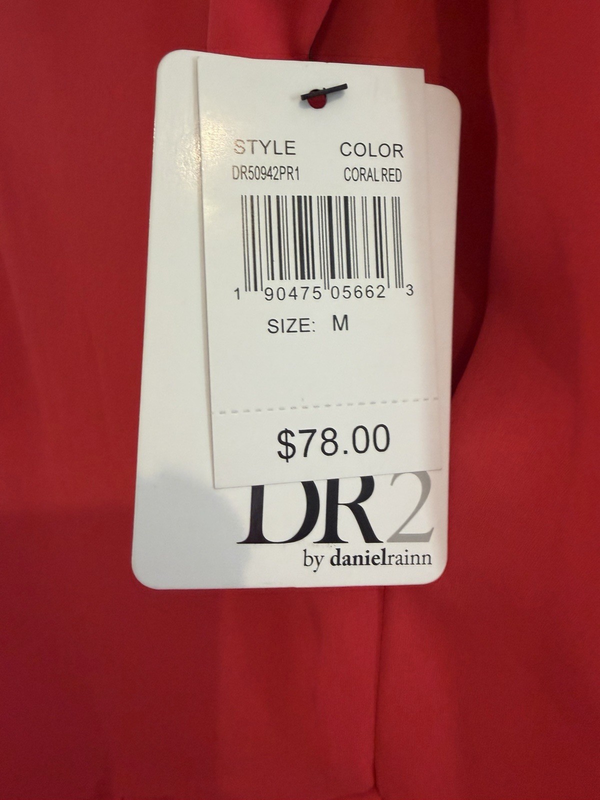 DR2 by danielrainn Coral Red Pleated Sleeveless Shift Dress Round Neck M