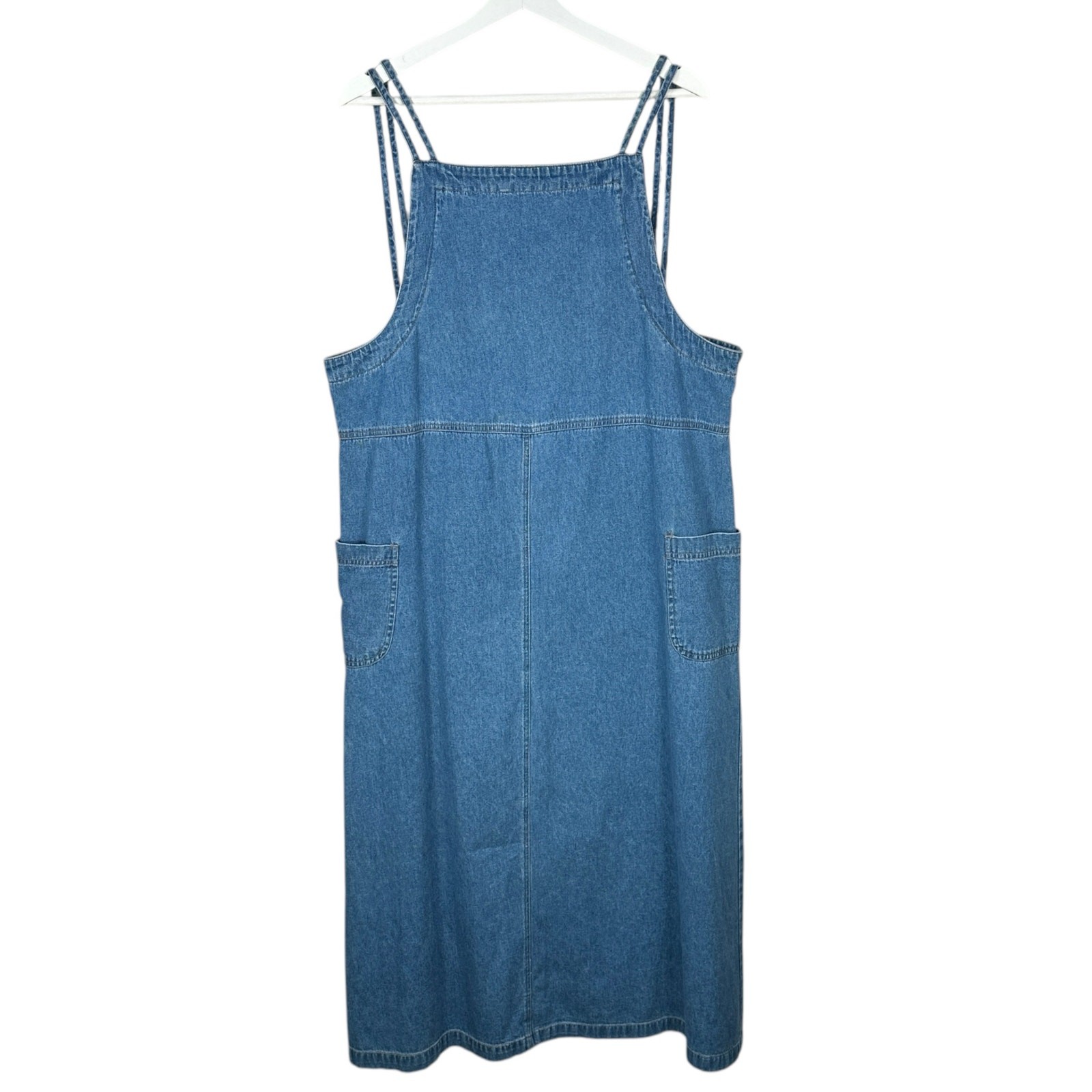 TY Vintage Y2k Maxi Apron Dress Womens Size 14 Blue Denim Romper Overalls