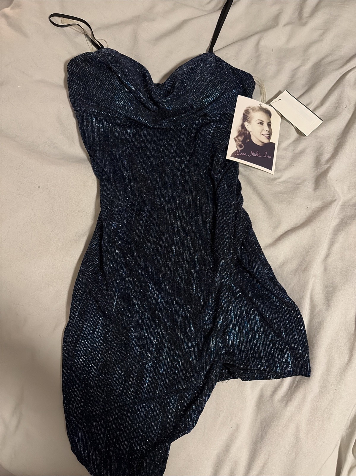 Dark Blue Homecoming Bodycon Mini Dress Spaghetti Straps Size S Women’s
