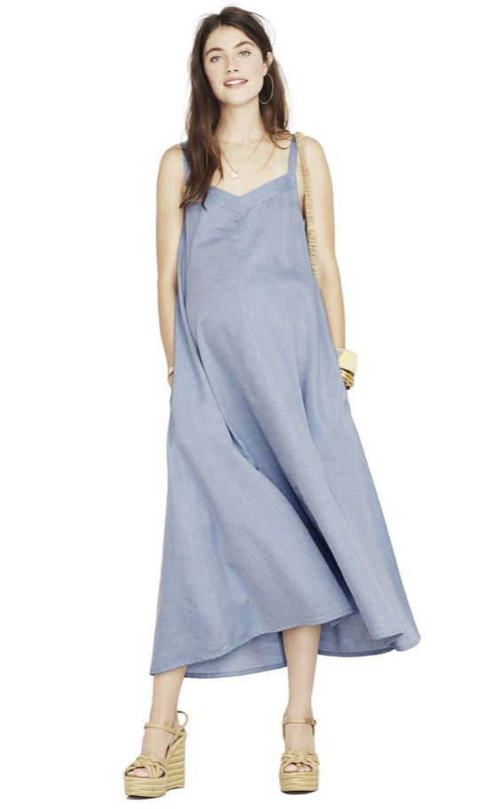 Hatch Maternity Women’s THE JULIENNE DRESS Chambray Size 1 (S/4-6) $298 NEW