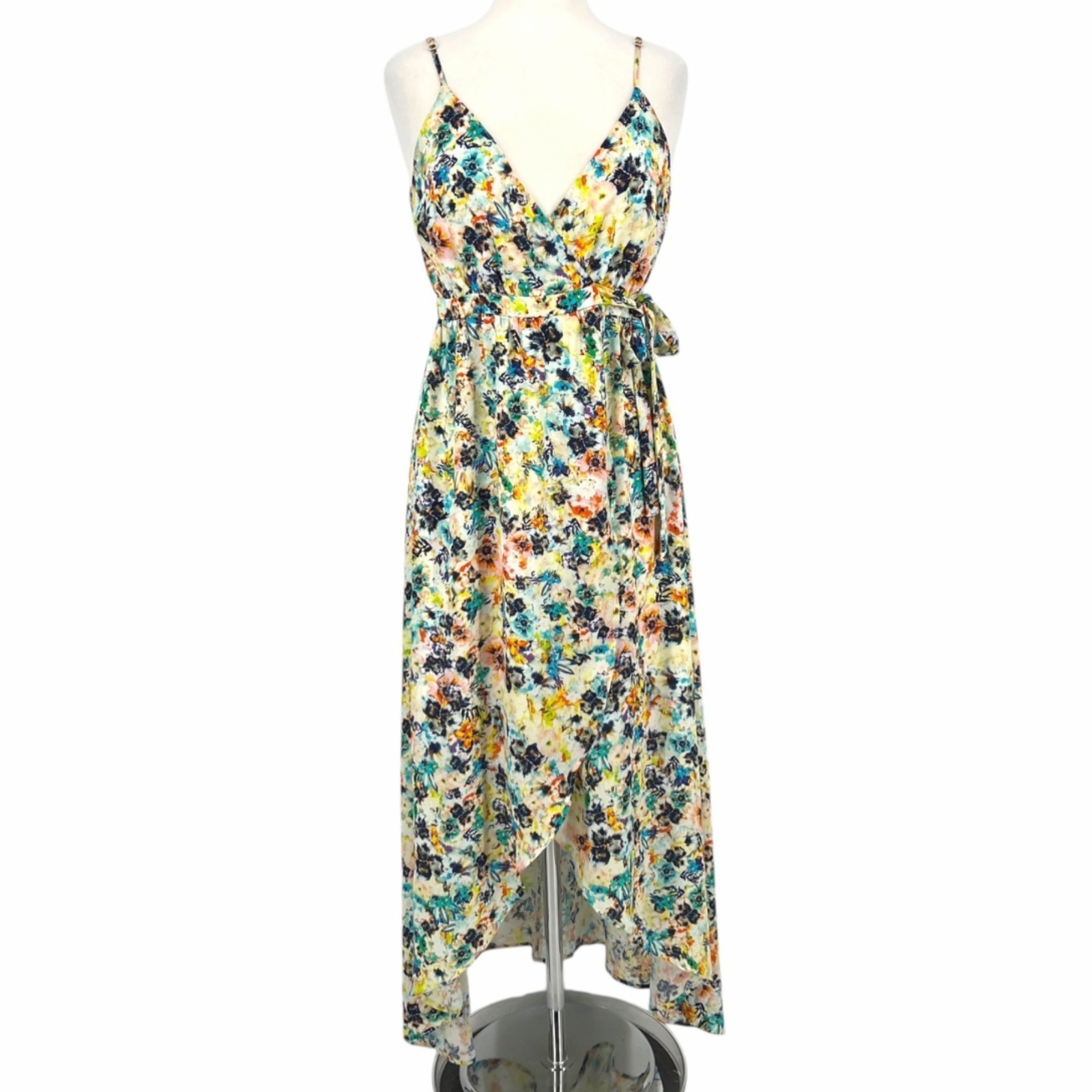 June & Hudson Garden Party Floral Maxi Wrap Summer Dress Multicolor Size Medium