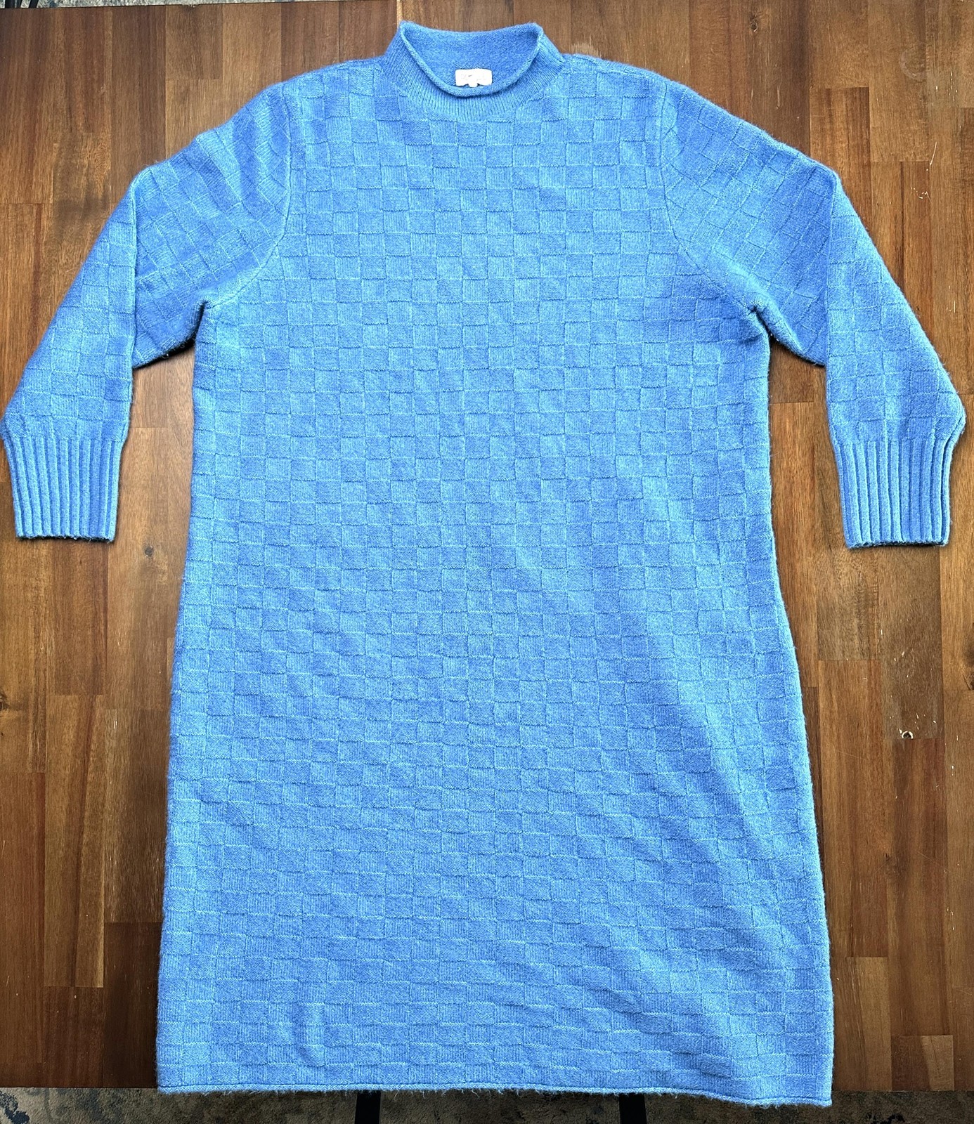 Roolee Sweater Dress Womens 3XL Blue Wool Blend Textured Knit Pullover Winter