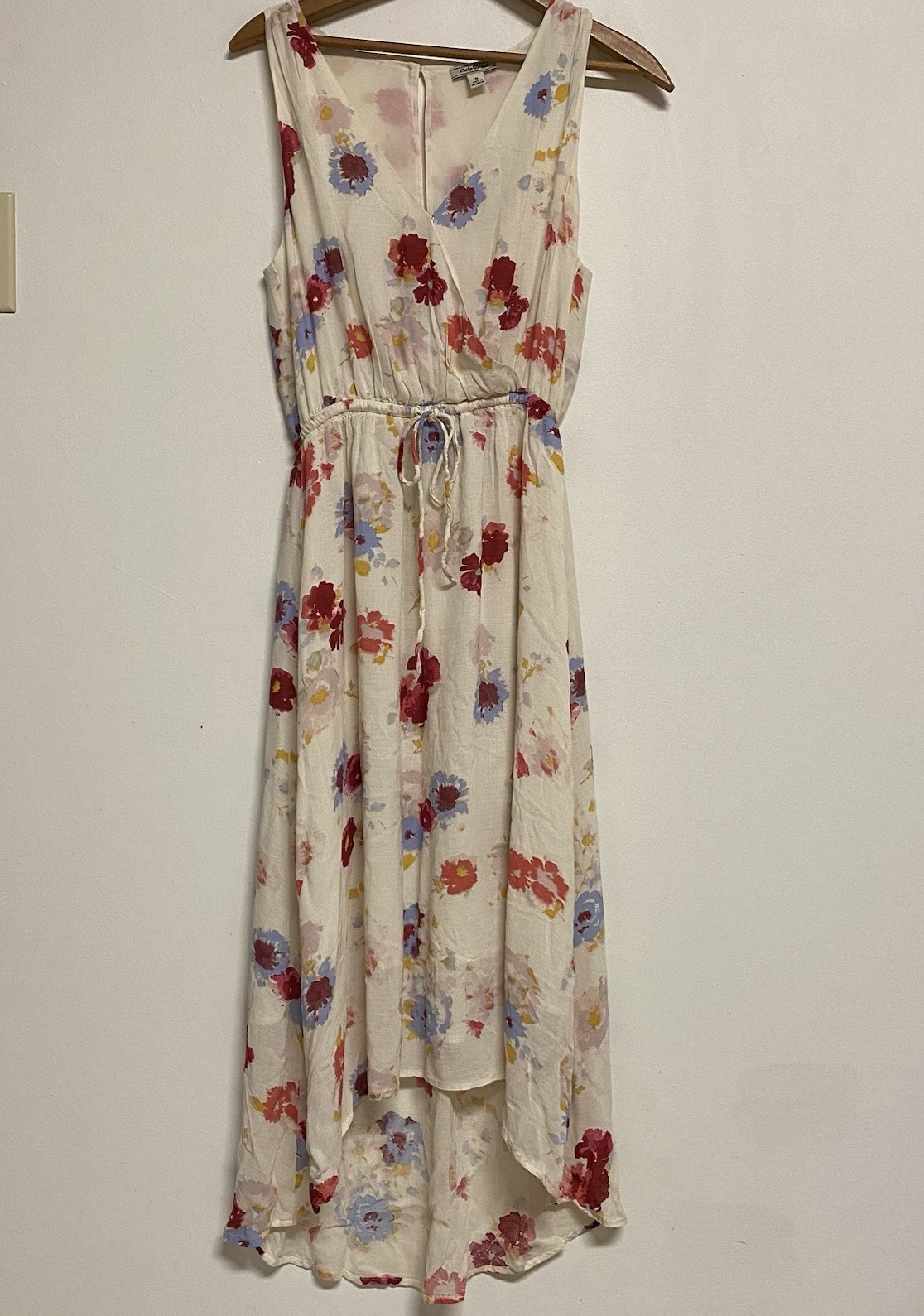 Lucky Brand Floral Maxi Dress Elastic Waist Drawstring Small