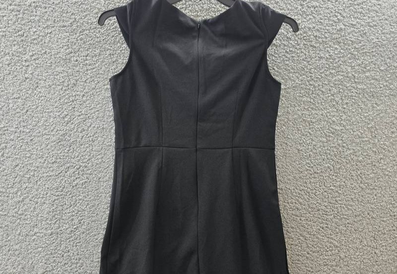 Ny Collection Petite Exposed Zipper Cap Sleeve Dress Women’s PM Black Back Zip