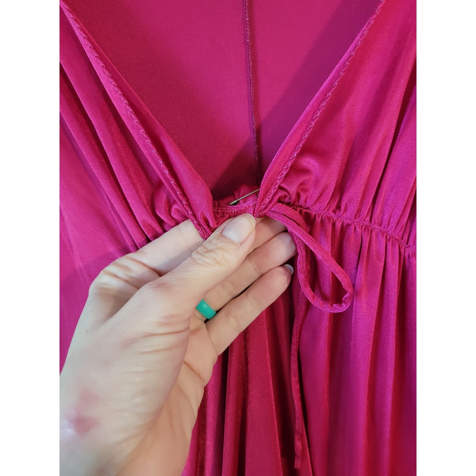 VTG 70s John Closs for Cira Pink Silky Nightgown Maxi Slip Dress XS S