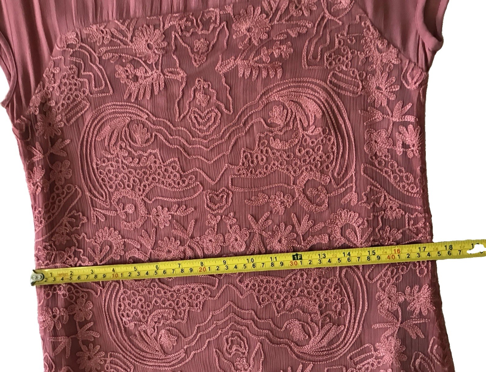 Sundance Lillian Rose Pink Dress Embroidered Soutache Lace Boho Shift S