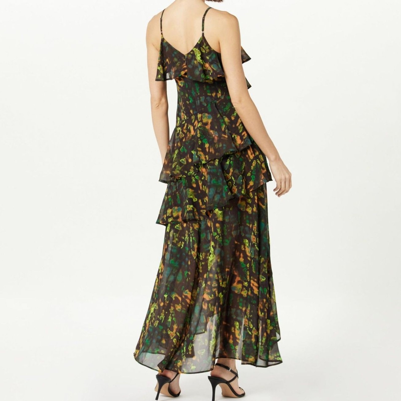 The Drop Women’s Ruffle Tiered Maxi Dress – Multi Abstract Print, Size S