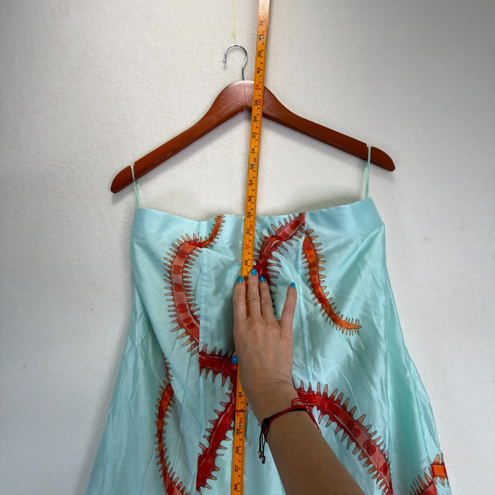 MUMA WORLD Blue Red Starfish Print Sleeveless Ursa Maxi Dress Size L