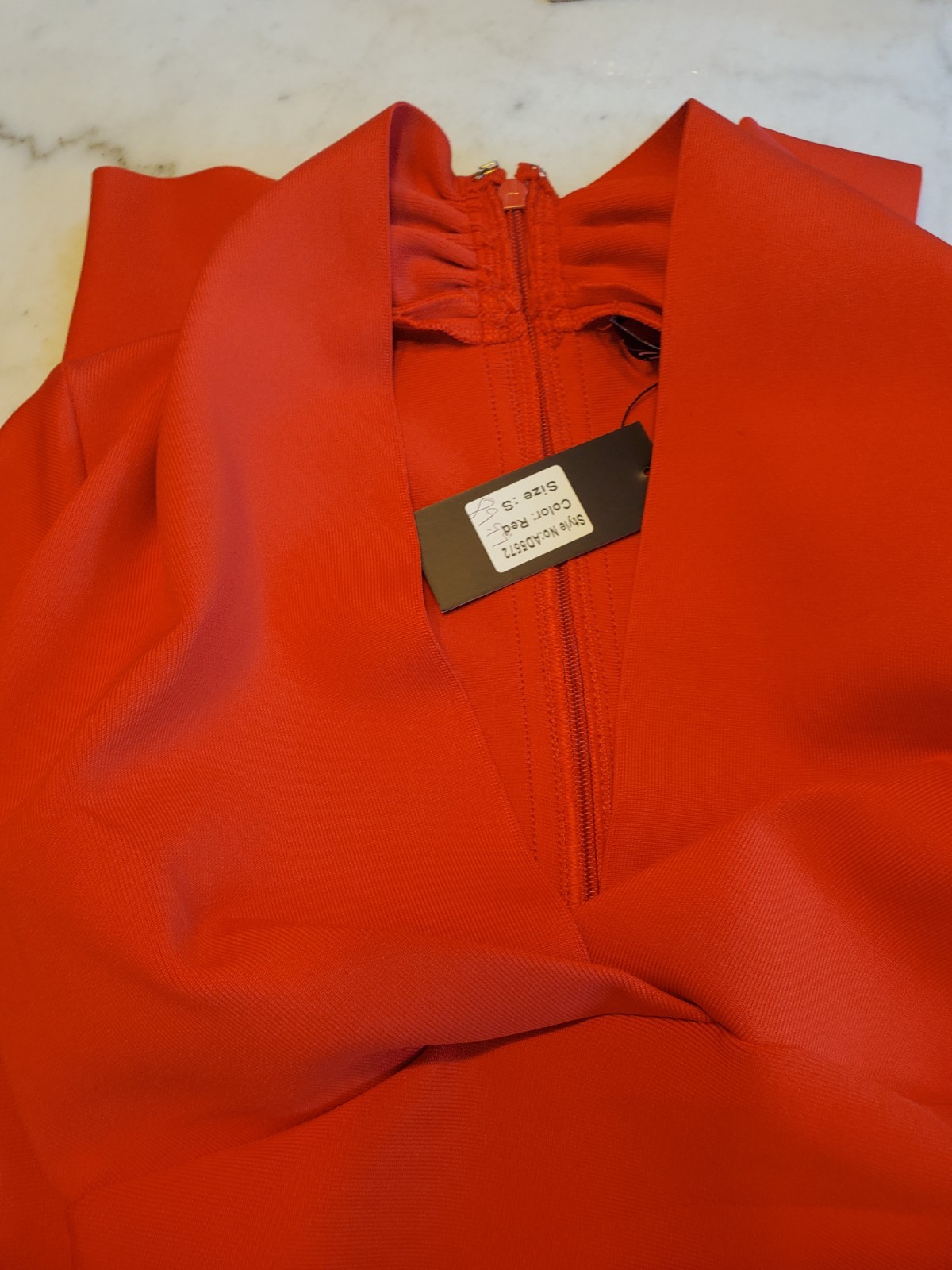 Athina Stretch open front back Zippered Long Sleeve Red midi Dress Women’s S F10