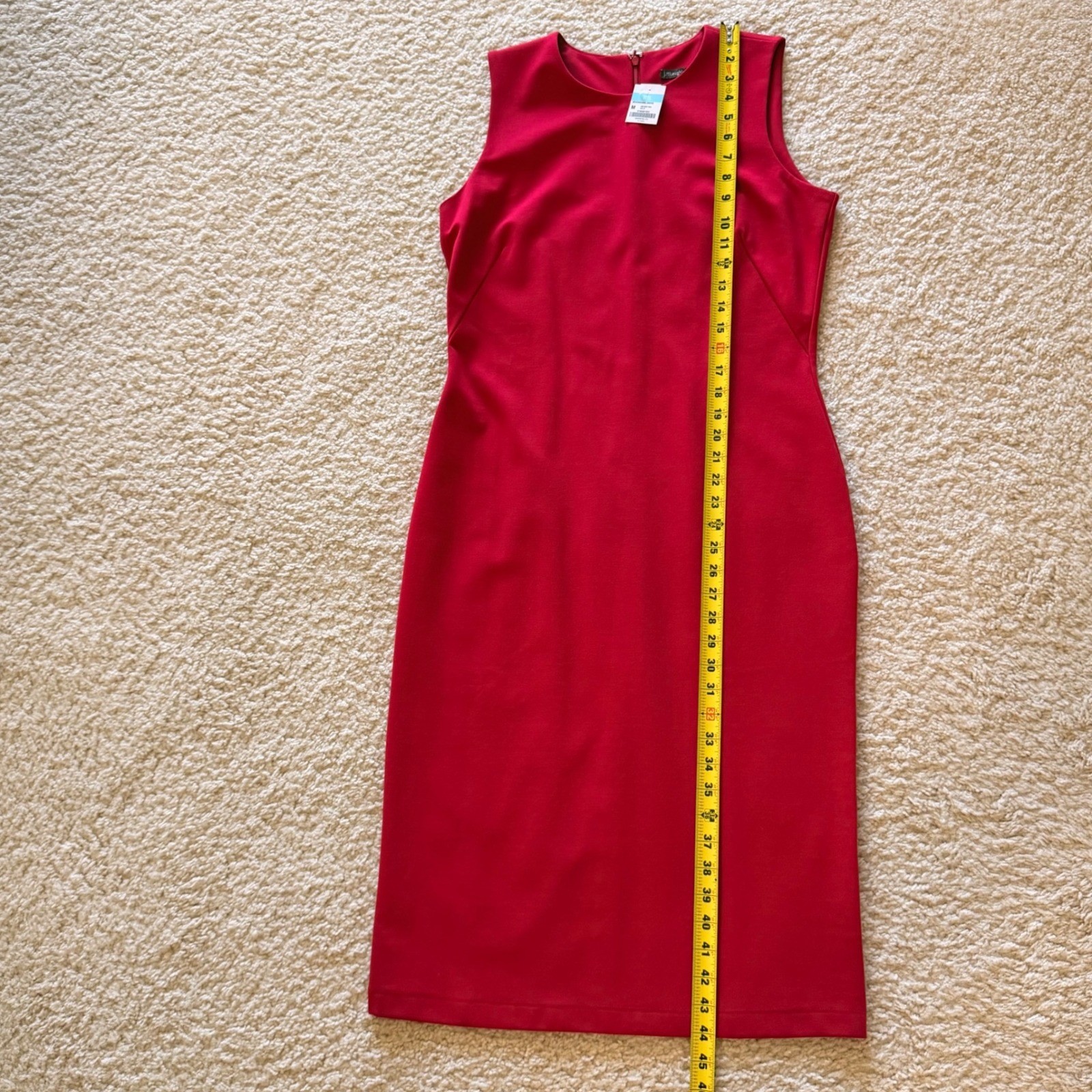 J.McLaughlin Devonshire Dress Holiday Red Sleeveless Sheath Midi Womens Size M