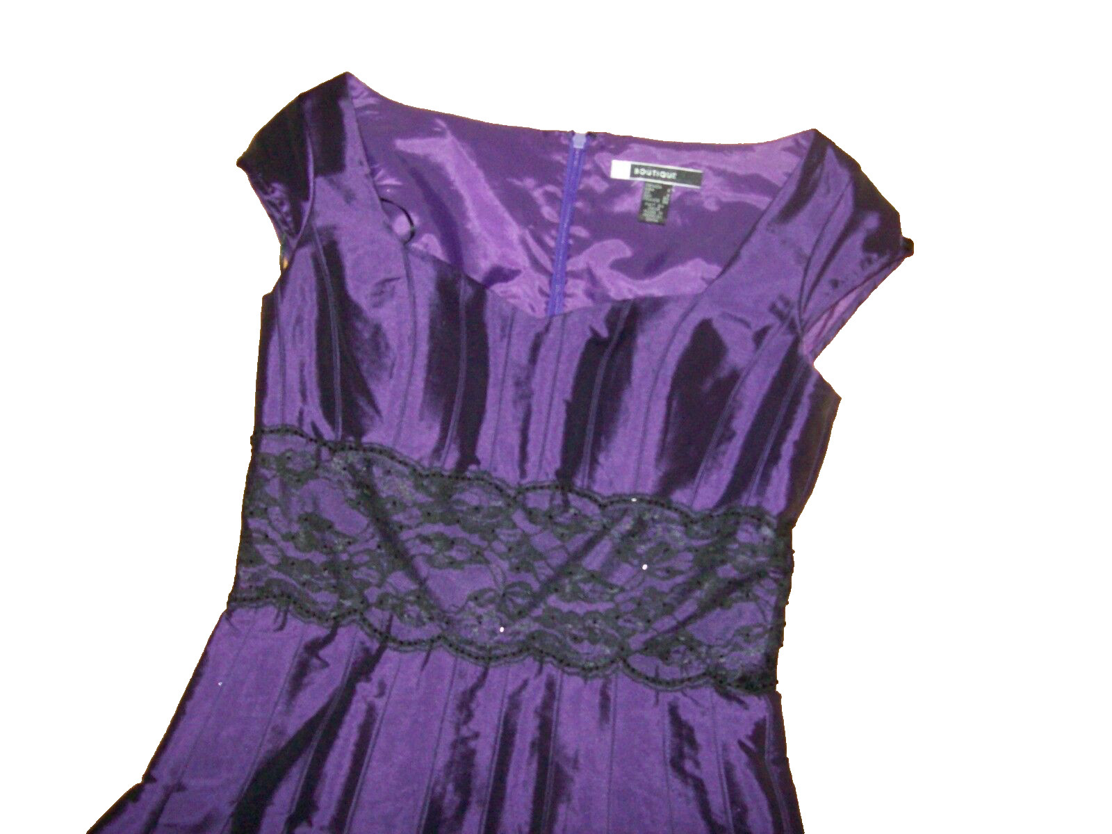 JS BOUTIQUE Cocktail Evening Off Shoulder Purple Tafetta DRESS Womens Size 6 NEW