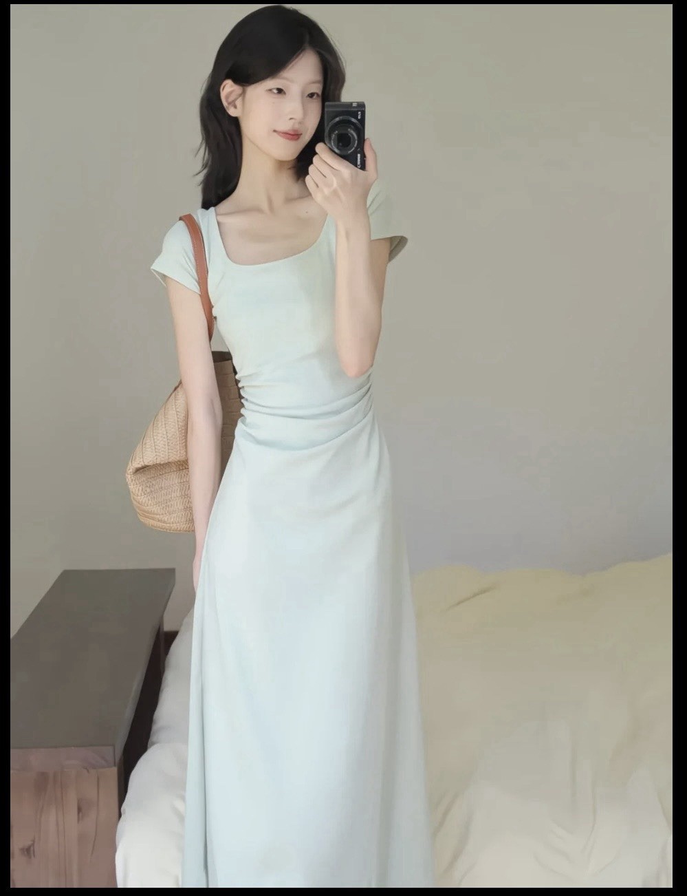 Women Mint Green Bodycon Maxi Dress Slim Fit A-Line Backless Cutout Summer Dress