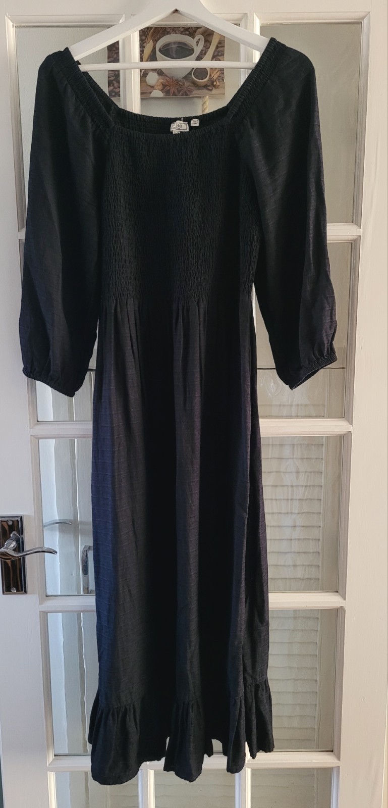 FAT FACE Adele Shirred Black Midi Dress. Size UK 12 Regular . *perfect* RRP £69