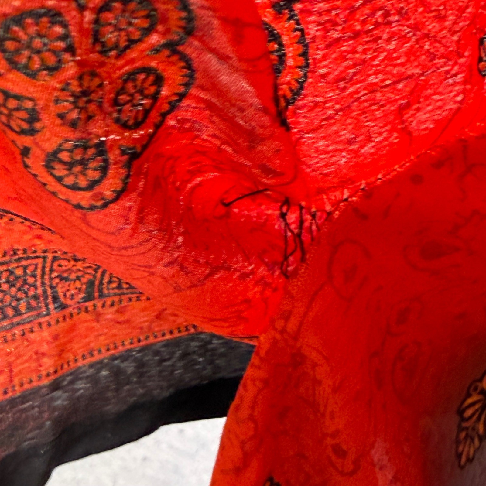 Sante Classics Red Paisley Kaftan Maxi Dress One Size Boho Resortwear India