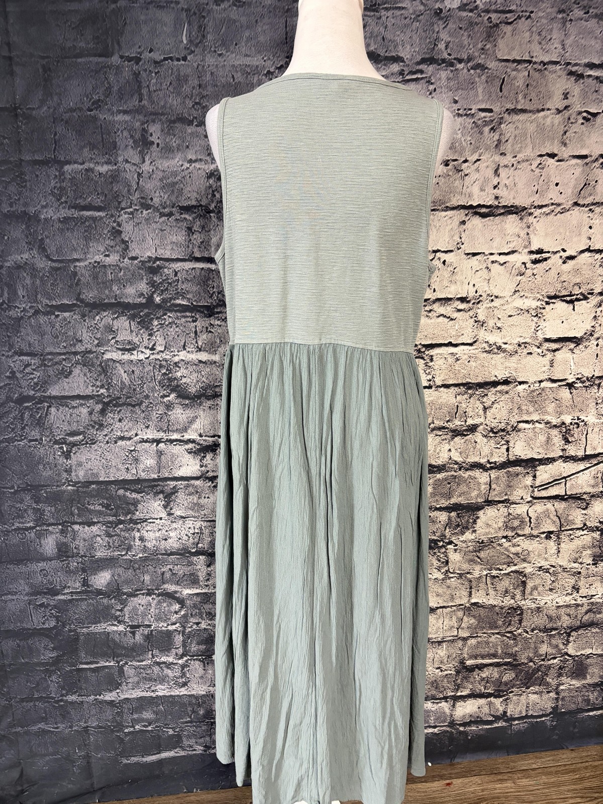 Frye And Co Womens XL Green Maxi Tank Dress Button Front Pockets Casual
