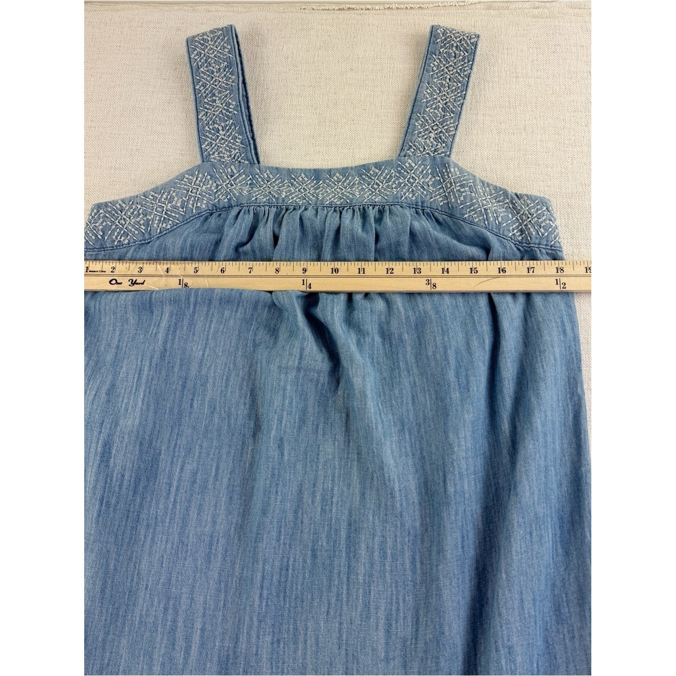 Universal Thread Chambray Embroidered Square Neck summer Dress women’s size M