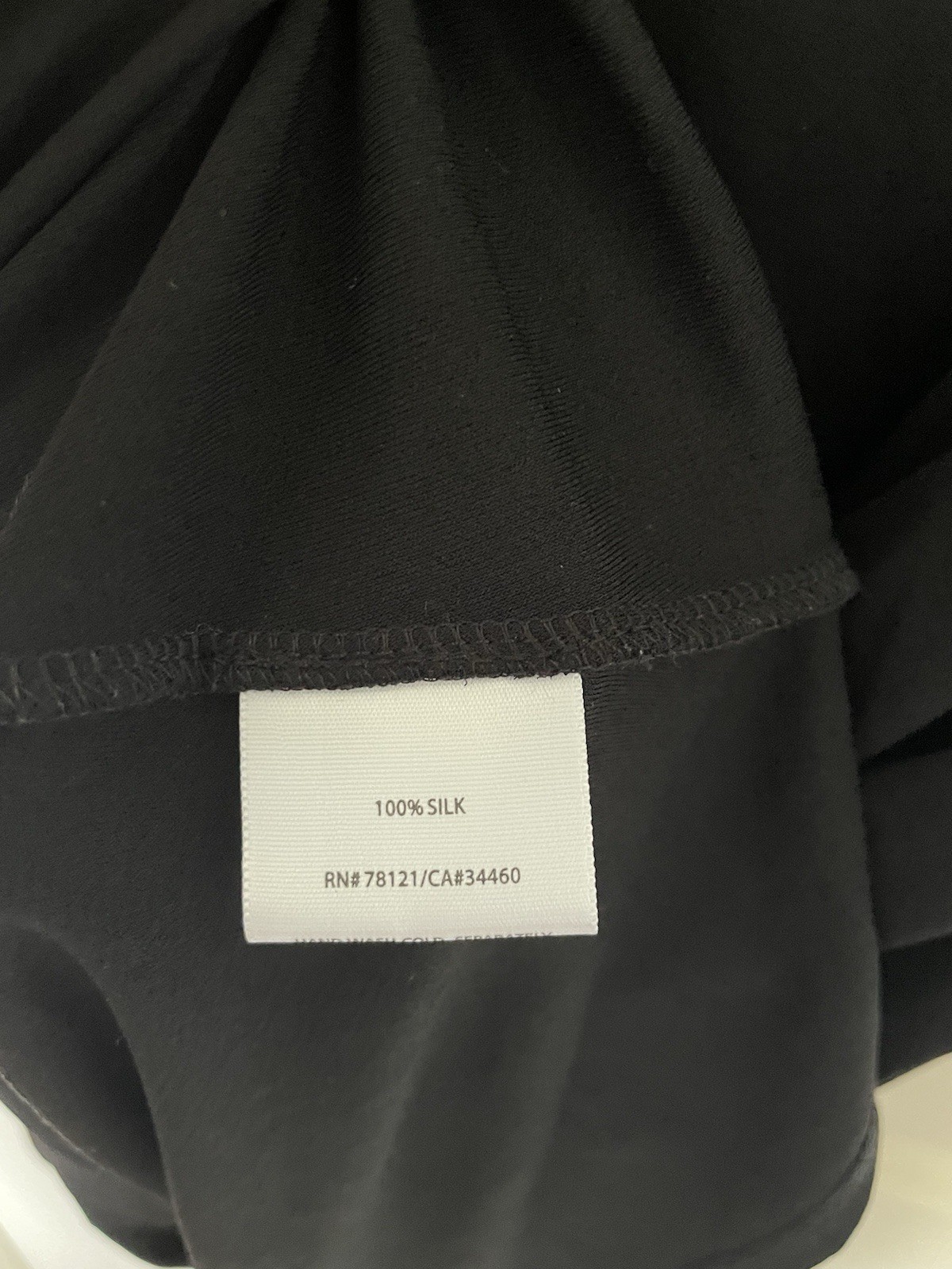 Eileen Fisher Black 100% Silk A-Line Dress Scoop Neck 3/4 Sleeve M