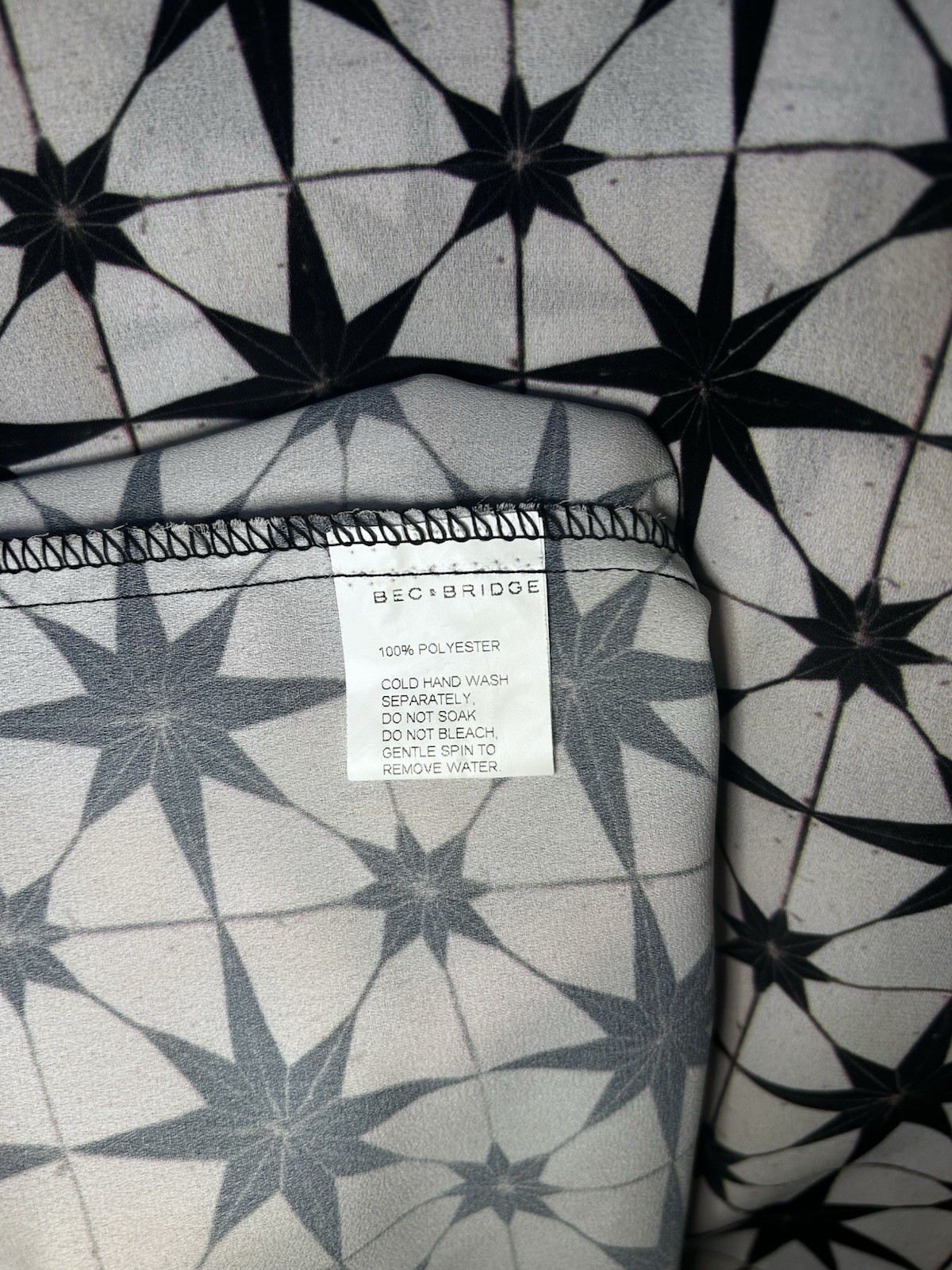 BEC + BRIDGE Australia Geometric Star Print Shift Dress/Coverup Long Sleeve US 4