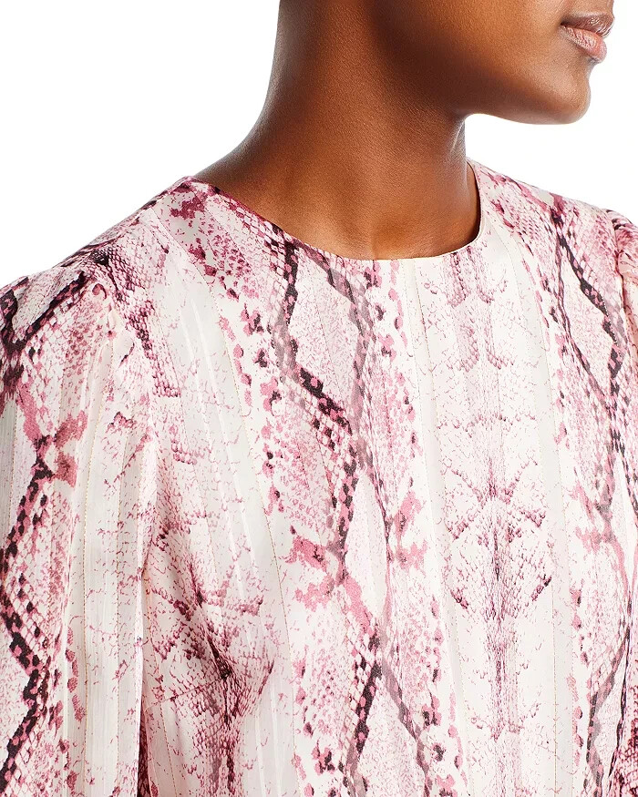 Aqua Pink Multi Metallic Stripe Snake Print Mini Dress L19303 Womens Size L