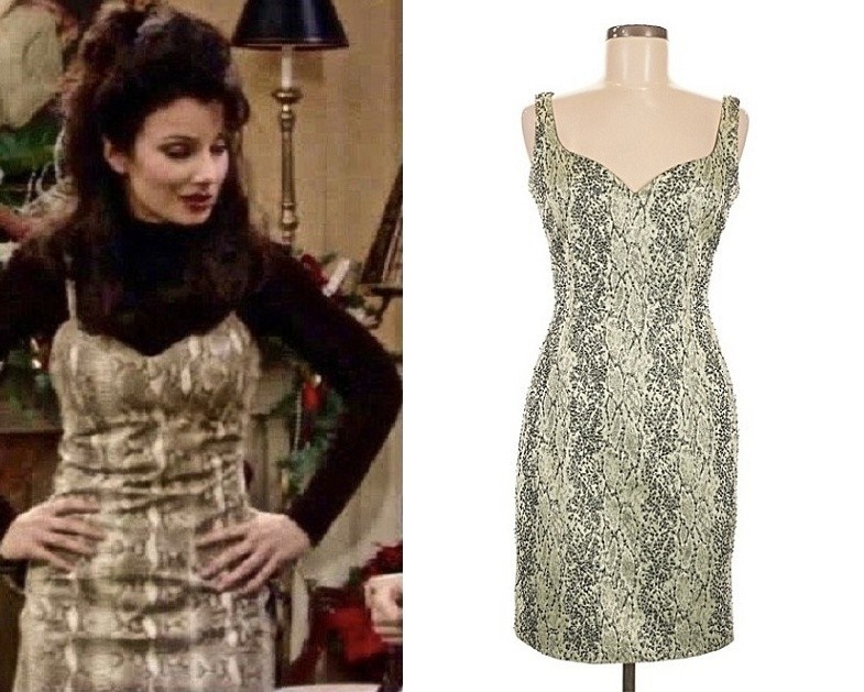 CACHE ASO FRAN FINE THE NANNY Alt Dress Snakeskin Print 6 1990s VINTAGE RARE