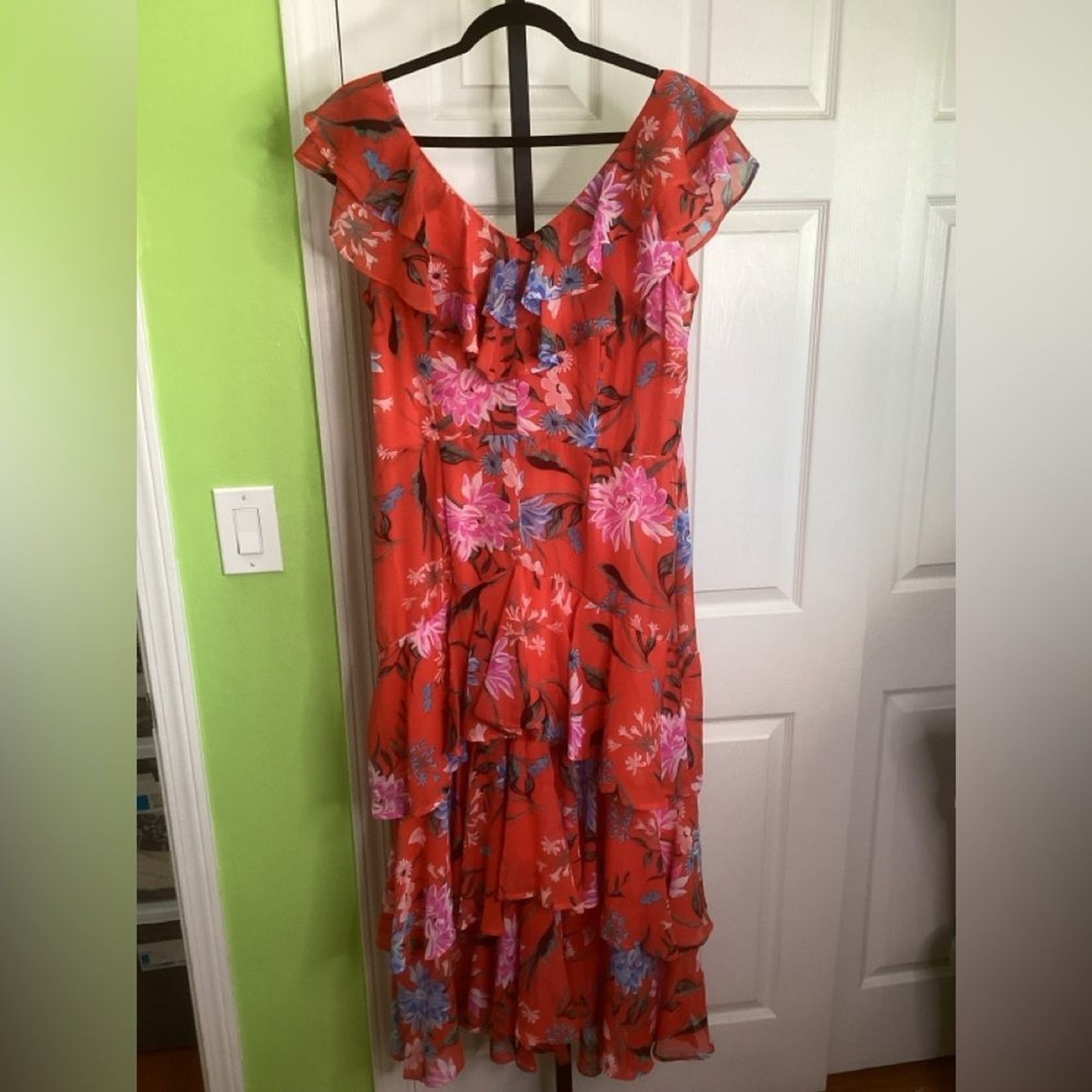 Shelby & Palmer High Low Dress – Red and Purple Floral, size 12