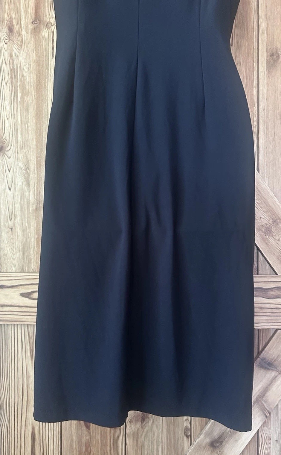 ESTABLISHED 1962 Black V-Neck Cap-Sleeve Faux Wrap Stretchy Dress Size 12