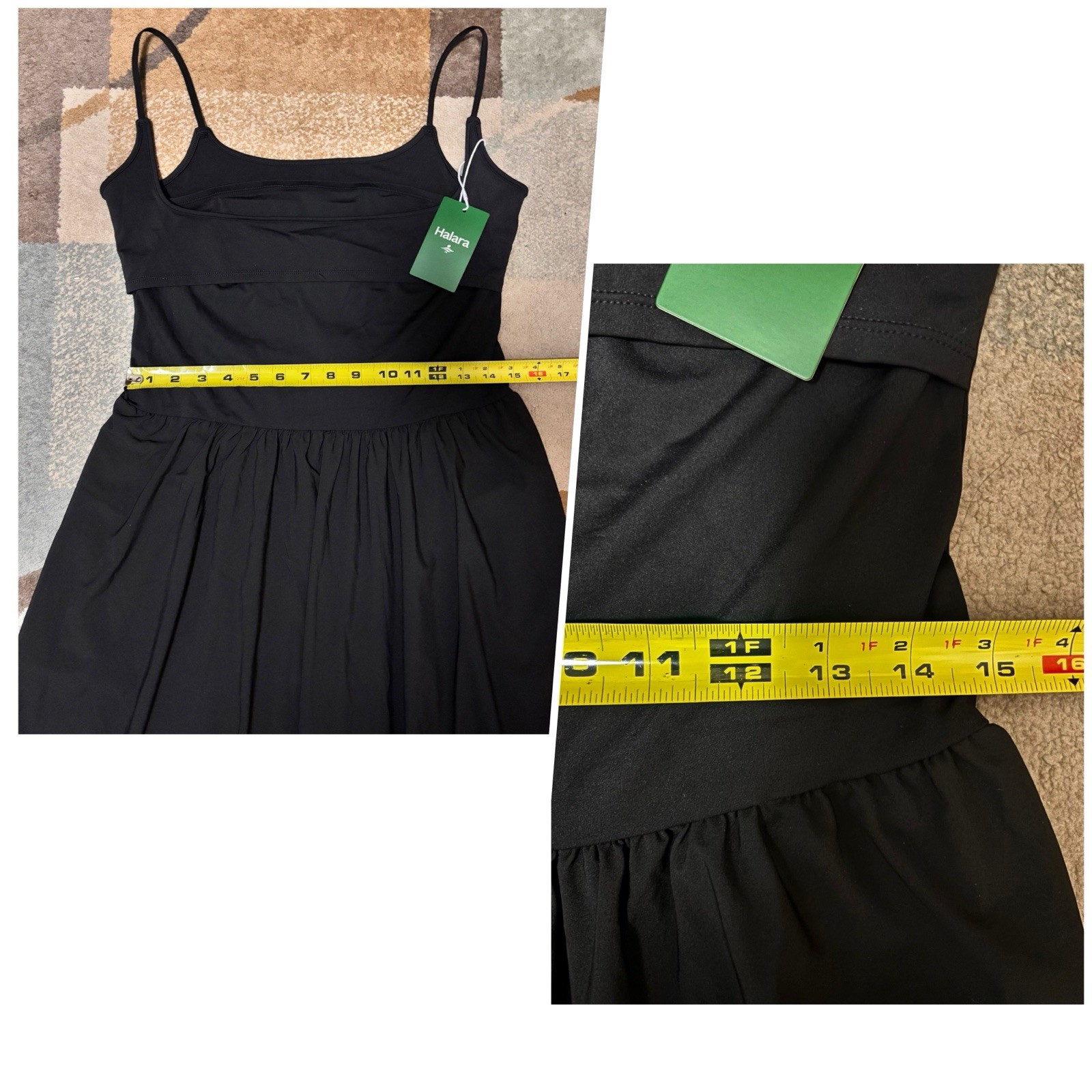 Halara Breezeful Backless Side Pocket Flowy Flare Maxi Black Dress Sz L . New.