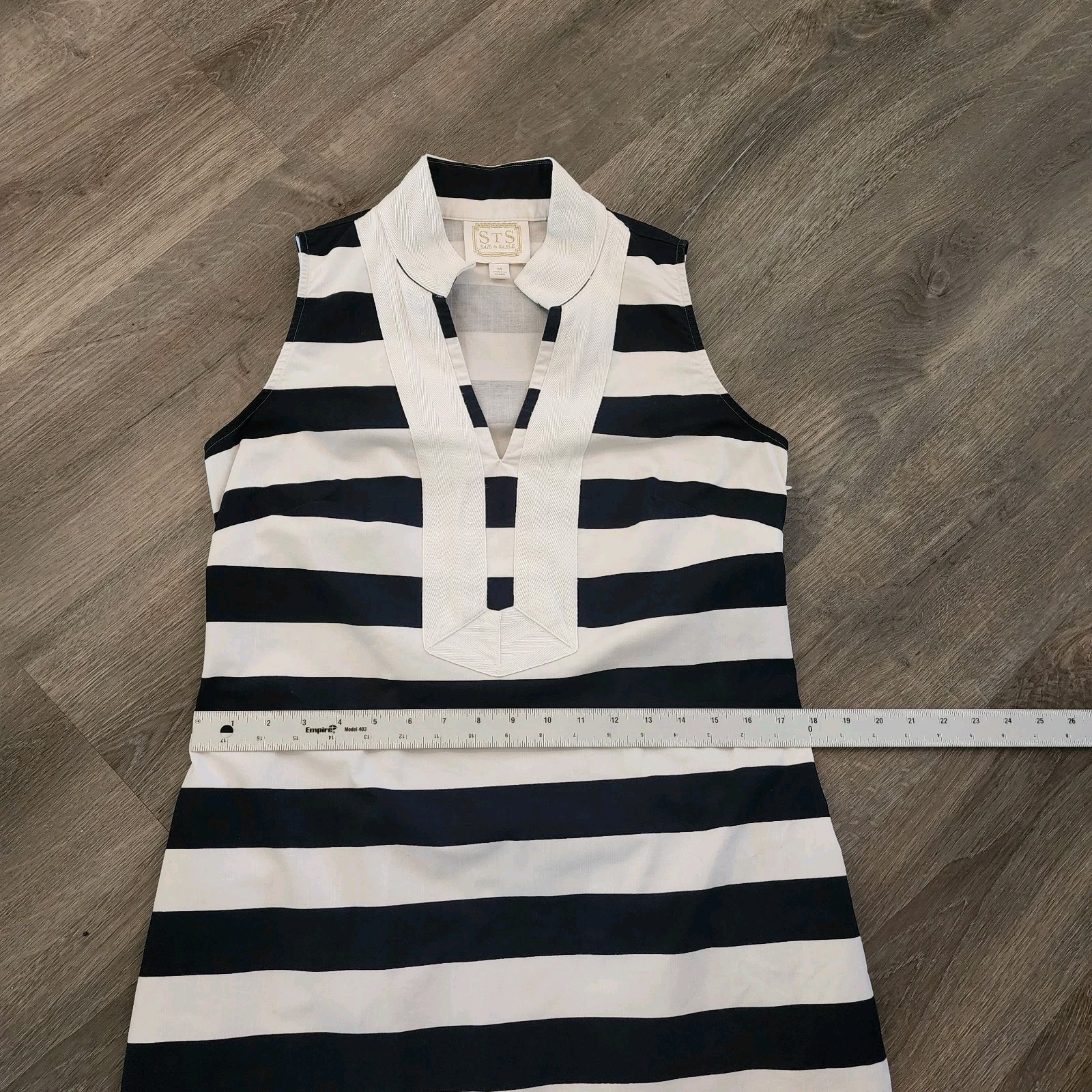 Sail to Sable Classic Tunic Dress Navy White Stripe Cotton M Coastal Preppy