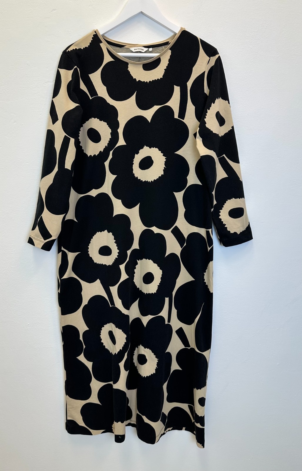 Marimekko Maksiimi Uniko A-line Cotton Jersey Big Poppies Size L Maxi Dress