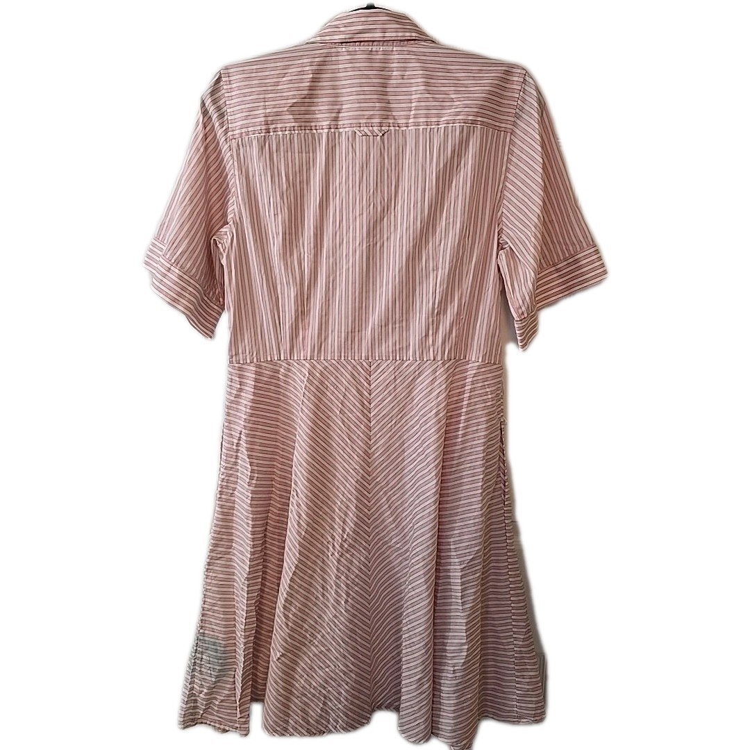 Brooks Brothers Pink White Striped Poplin Elbow Sleeve Shirt Dress Size 10