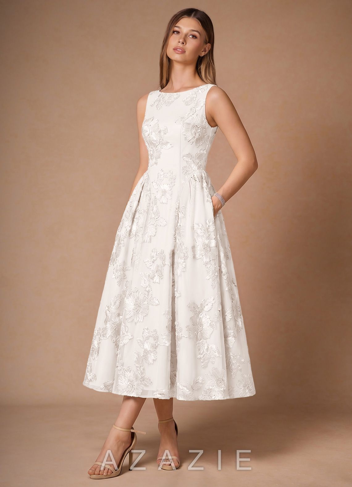 Casey Cloud White Midi Dress-AZAZIE|26092