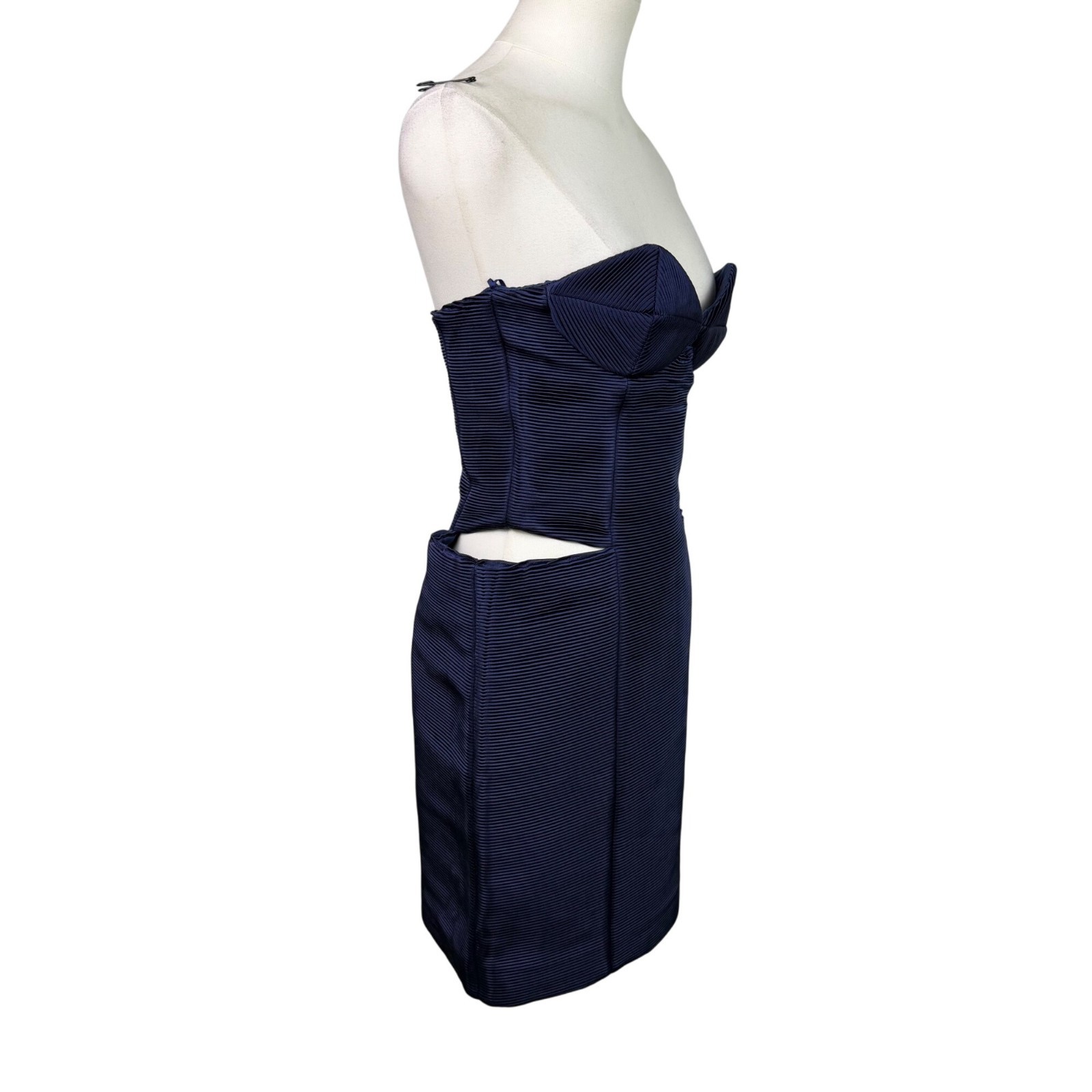Hannah Marshall Navy Silk Strapless Mini Bustier Dress Elegant & Fitted Sz 6