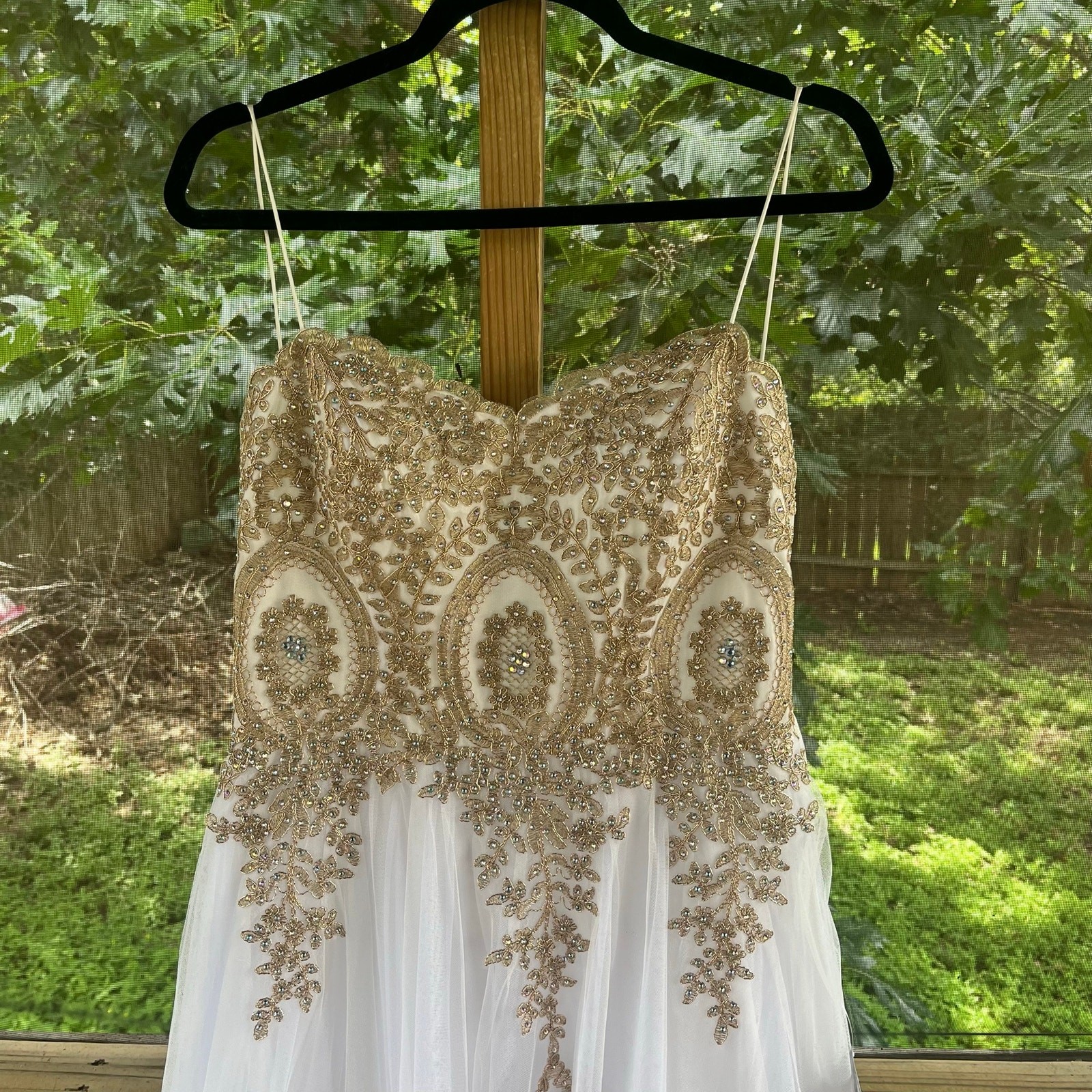 TLC Say Yes White And Gold Beaded Ball Gown Wedding Dress Prom Size 13/14. NEW!