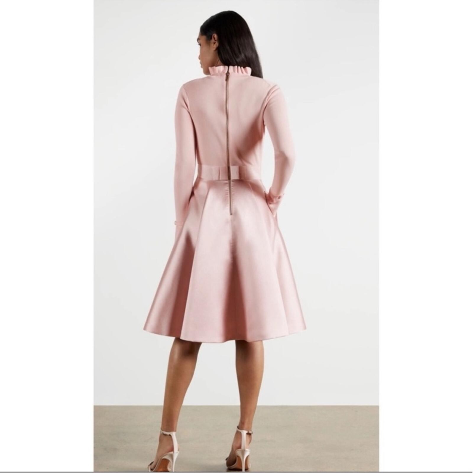 TED BAKER PINK ZADI FRILL FULL SKIRT DRESS SZ 6/ 8 US OR TED SZ 2