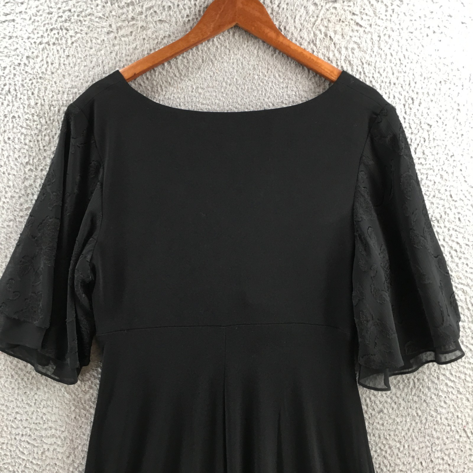 Connected Apparel Flutter Sleeve Sheath Dress Womens 14 Black Short Sleeve NEW