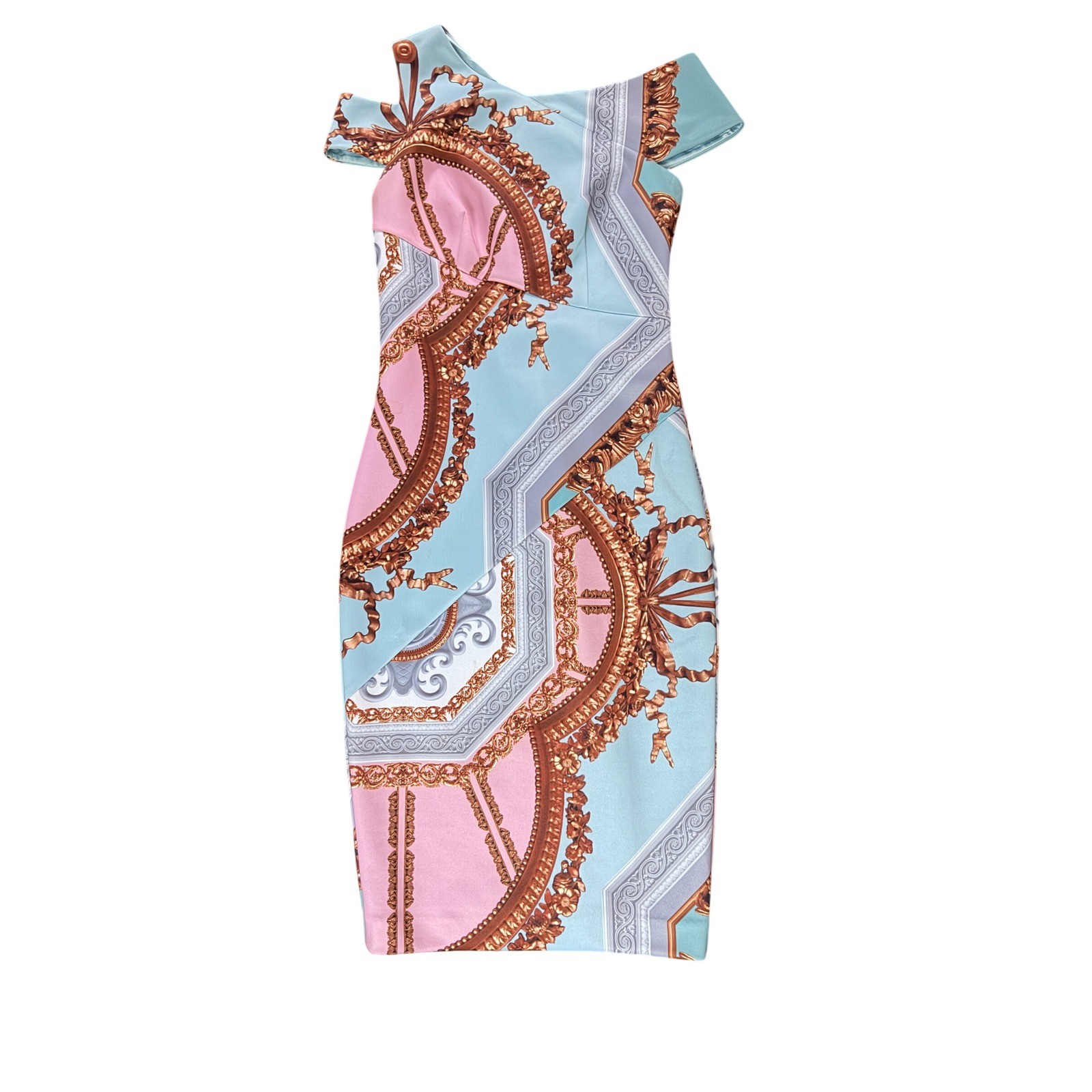 Ted Baker Versailles Baroque Scarf Print Sheath Midi Dress Teds’1