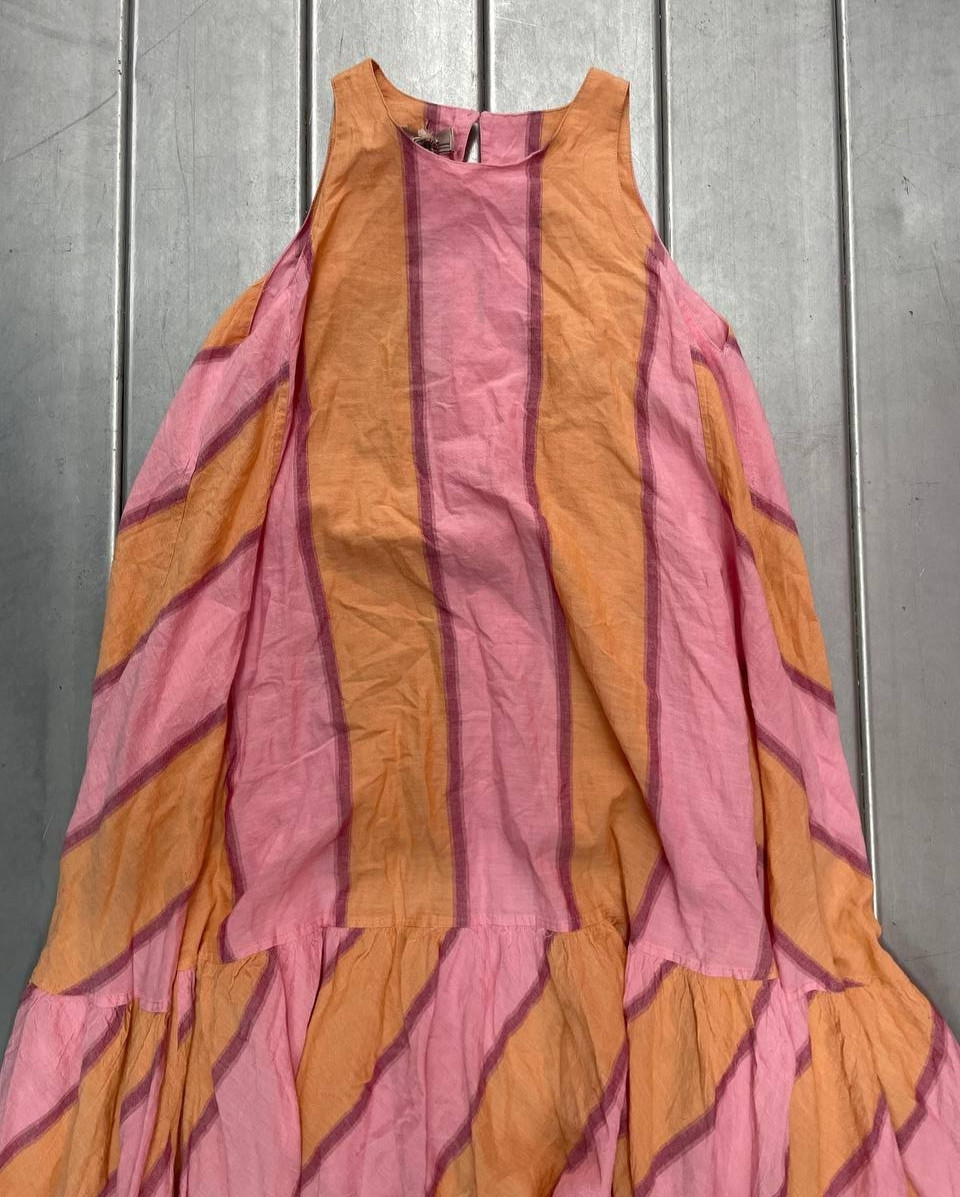 Devotion Twins Oversize Flowy Maxi Dress Womens One Size Pink Orange Boho NWT