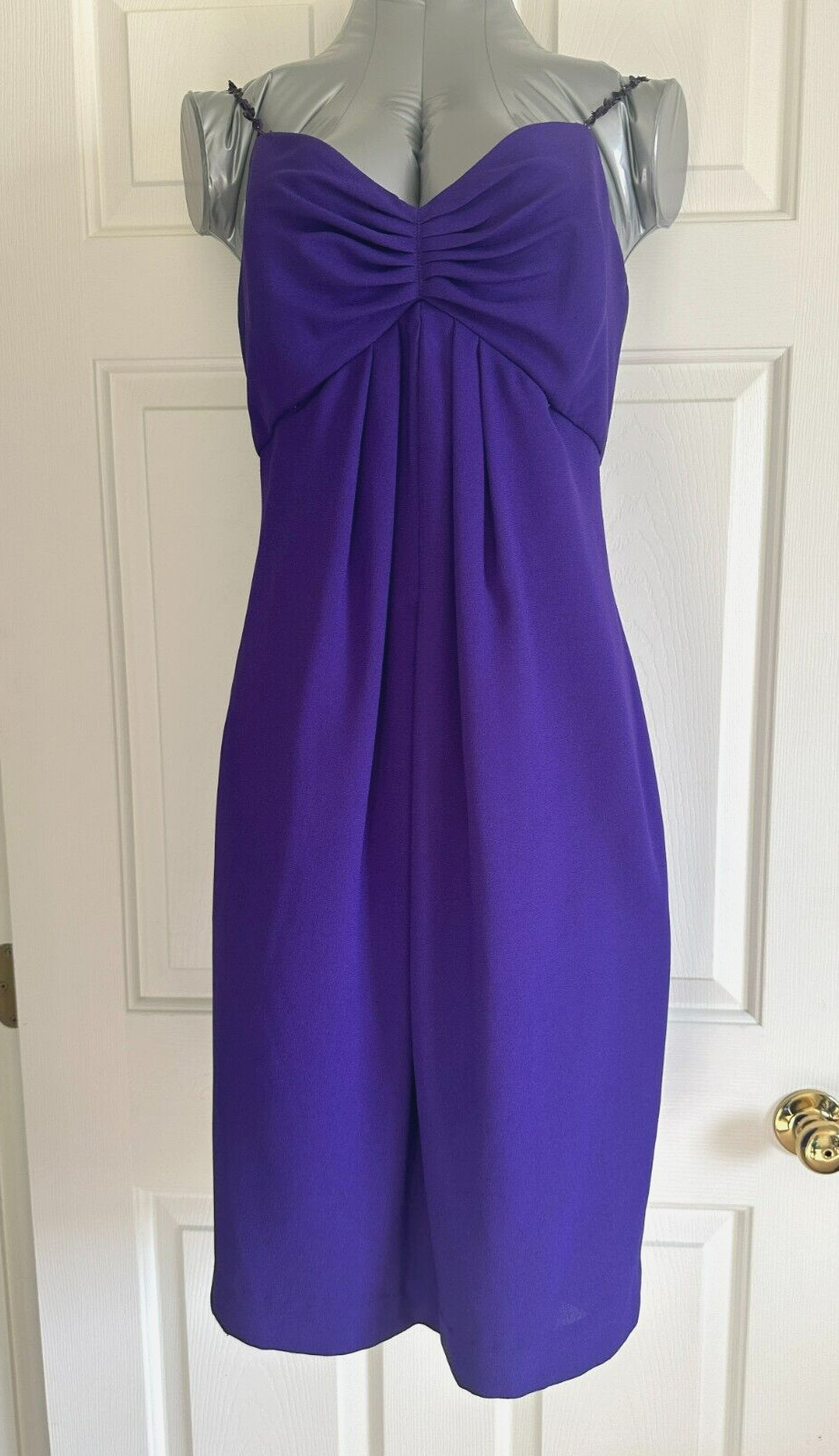 Rimini Womens Purple Bodycon Sleeveless Pleated Sequined suspenders Dress Sz 10